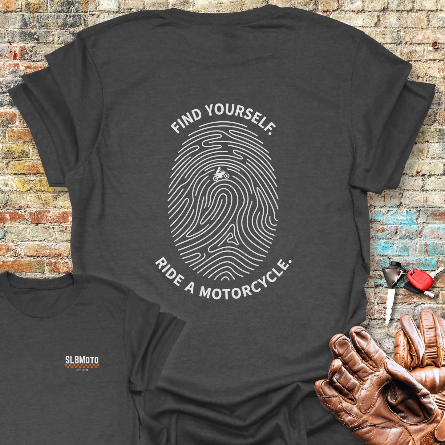 Fingerprint Back Print T-Shirt - Dark Heather