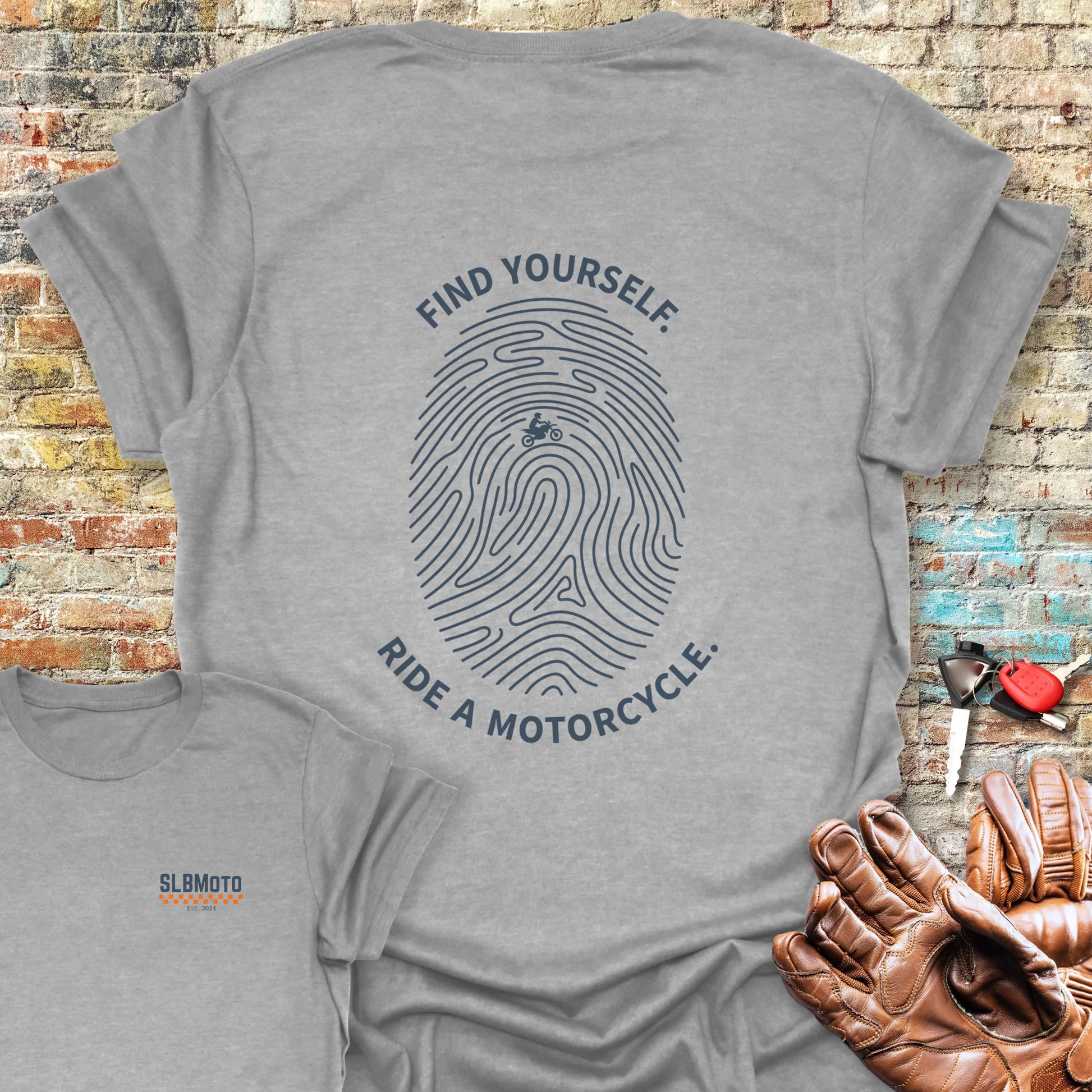 Fingerprint Back Print T-Shirt - Sport Grey