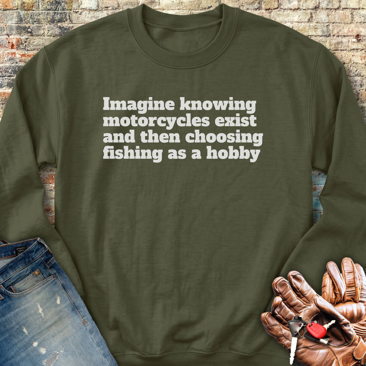 Fishing Sweatshirt - Military Green
