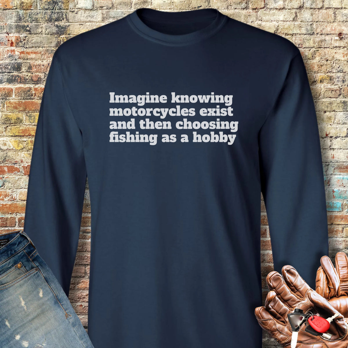 Fishing Long Sleeve T-Shirt - Navy
