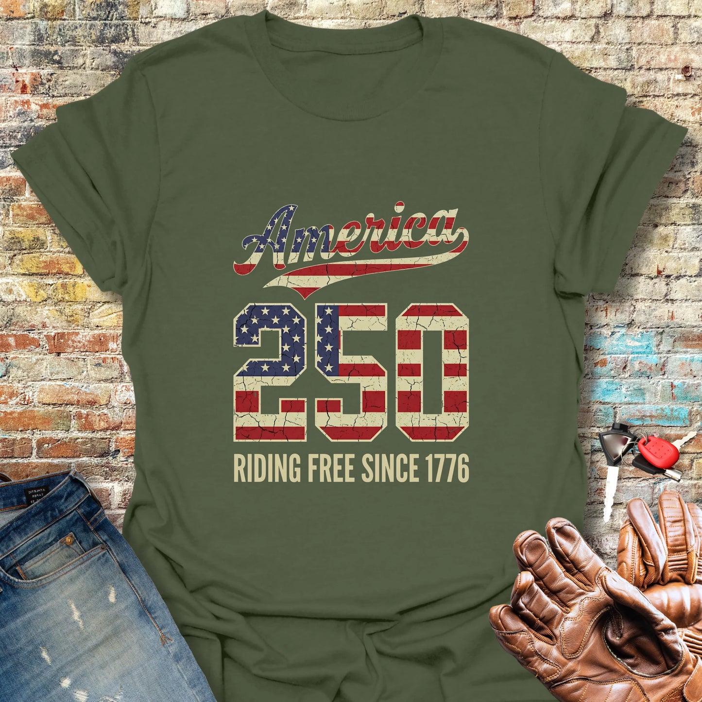 Flag Text 250 T-Shirt - Military Green