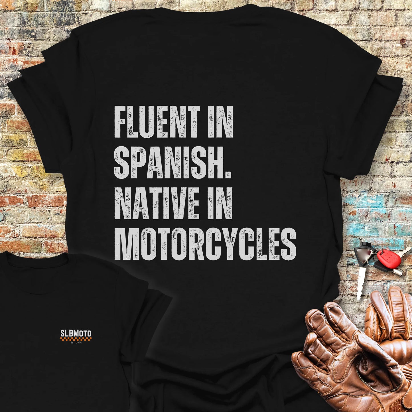 Fluent In Spanish Back Print T-Shirt - Black