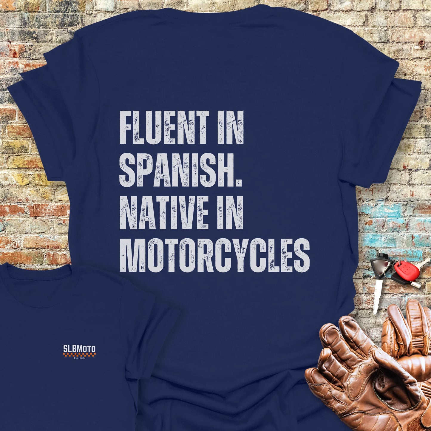 Fluent In Spanish Back Print T-Shirt - Navy