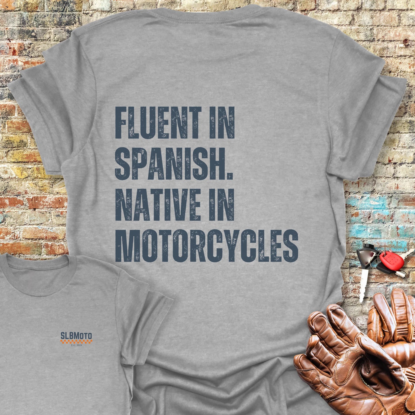 Fluent In Spanish Back Print T-Shirt - Sport Grey