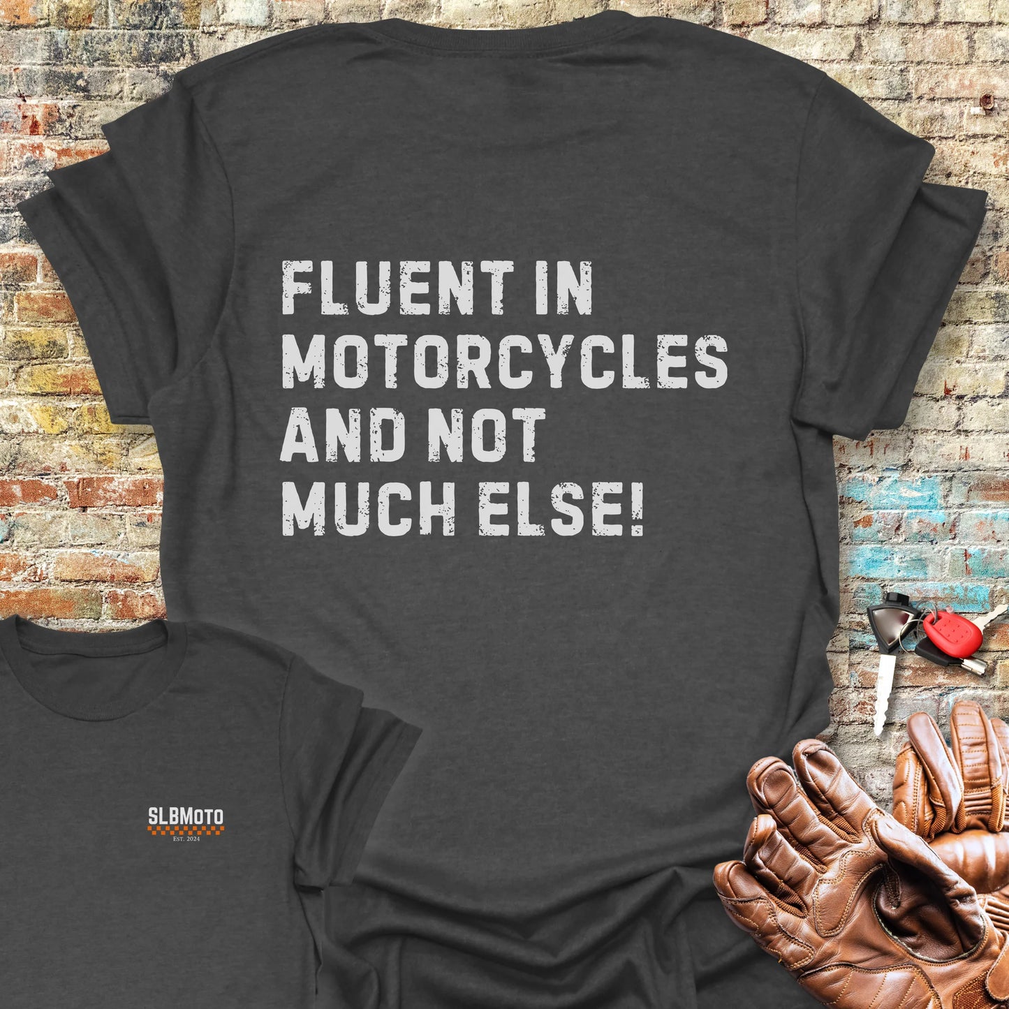 Fluent (Text) Back Print T-Shirt - Dark Heather