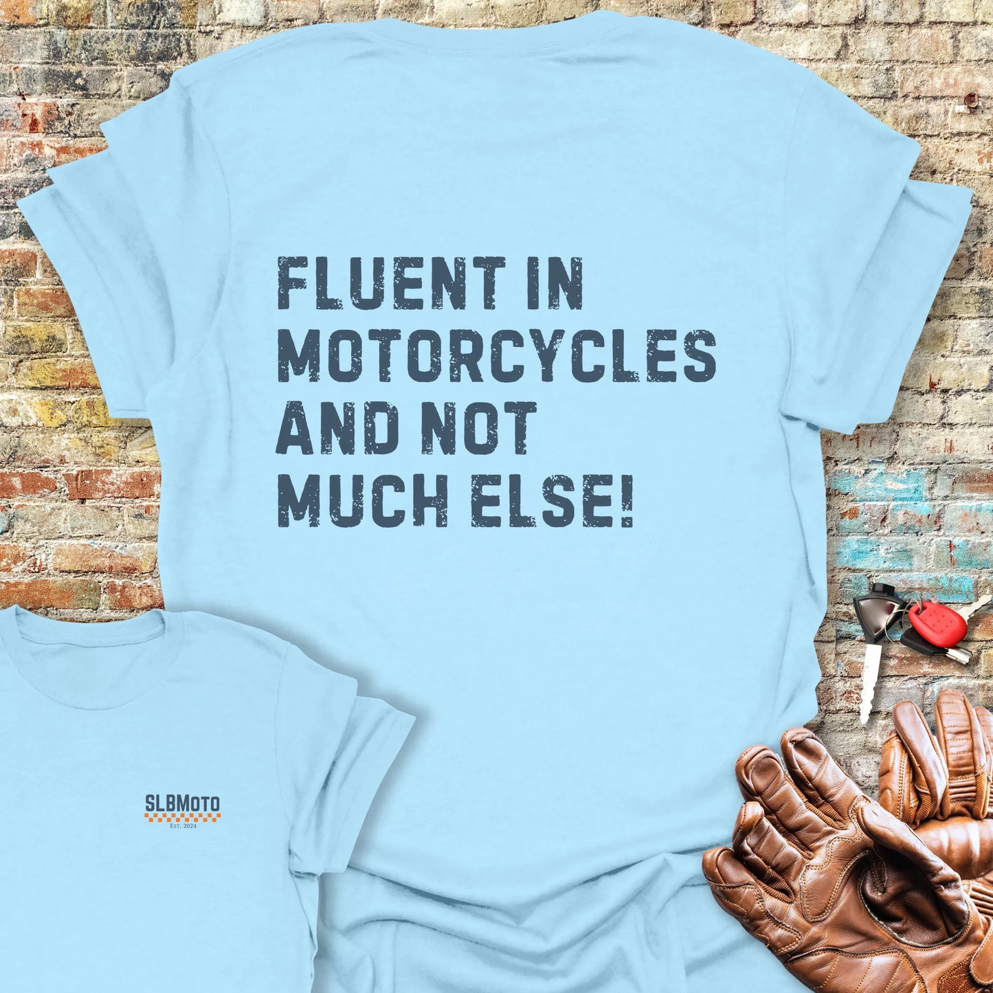Fluent (Text) Back Print T-Shirt - Light Blue