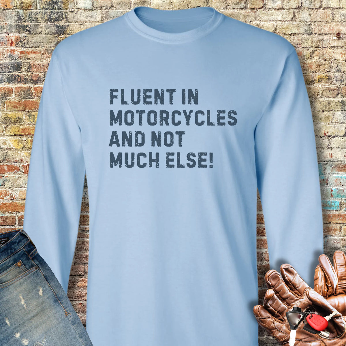 Fluent (Text) Long Sleeve T-Shirt - Light Blue