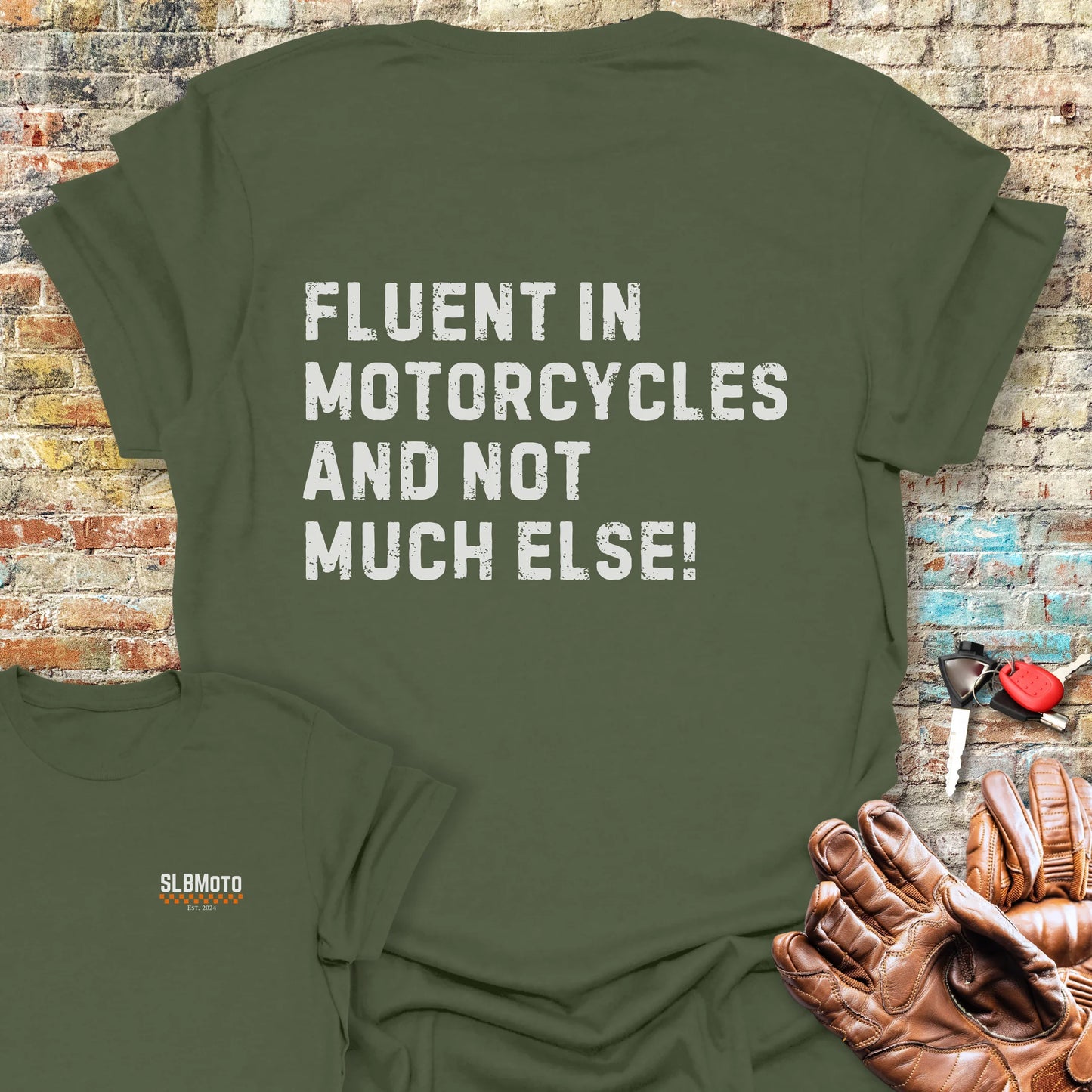 Fluent (Text) Back Print T-Shirt - Military Green
