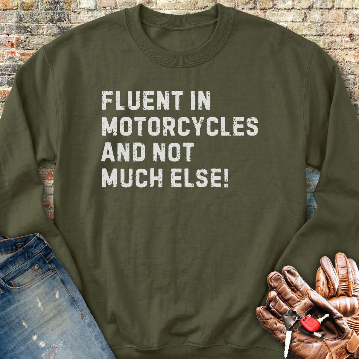 Fluent (Text) Sweatshirt - Military Green