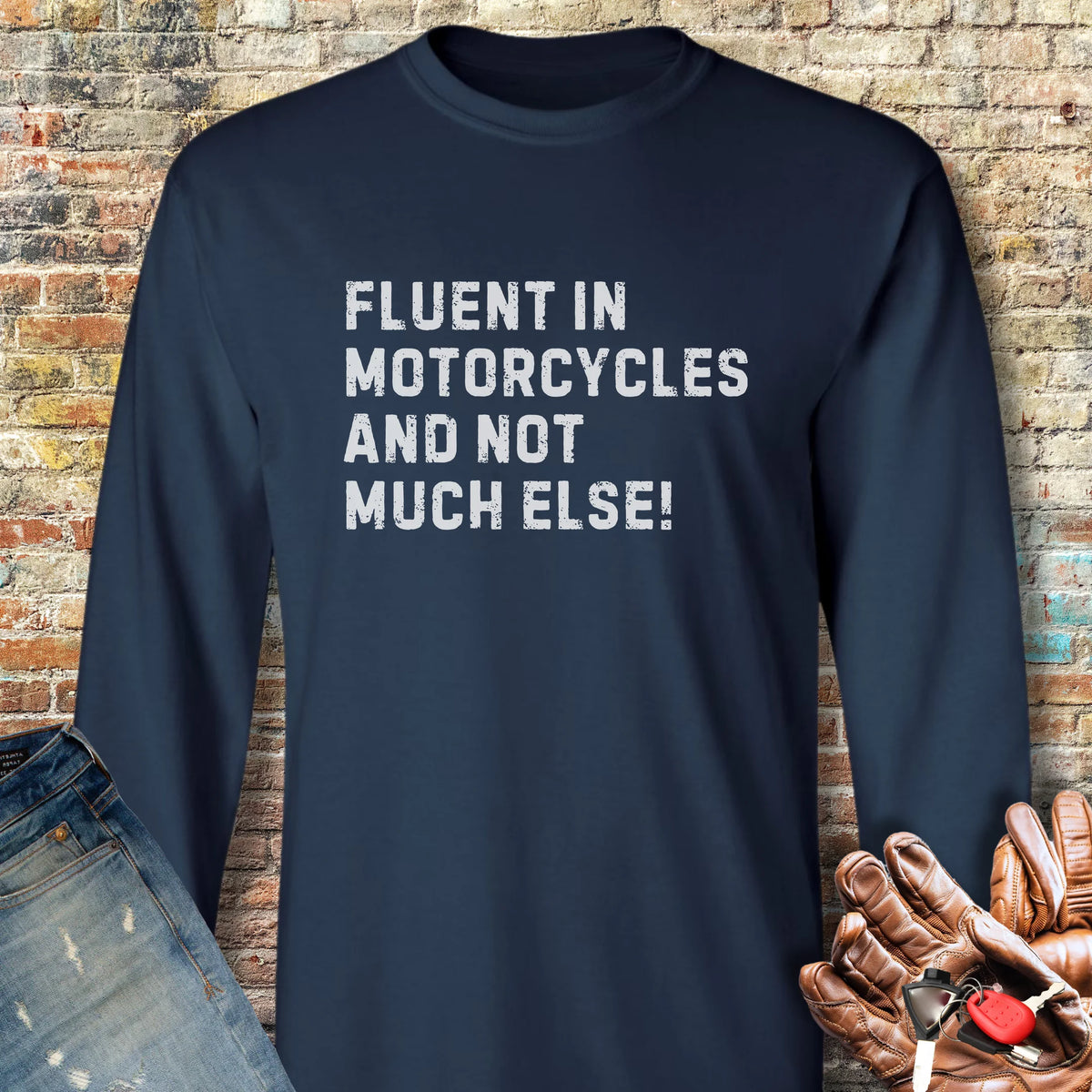 Fluent (Text) Long Sleeve T-Shirt - Navy