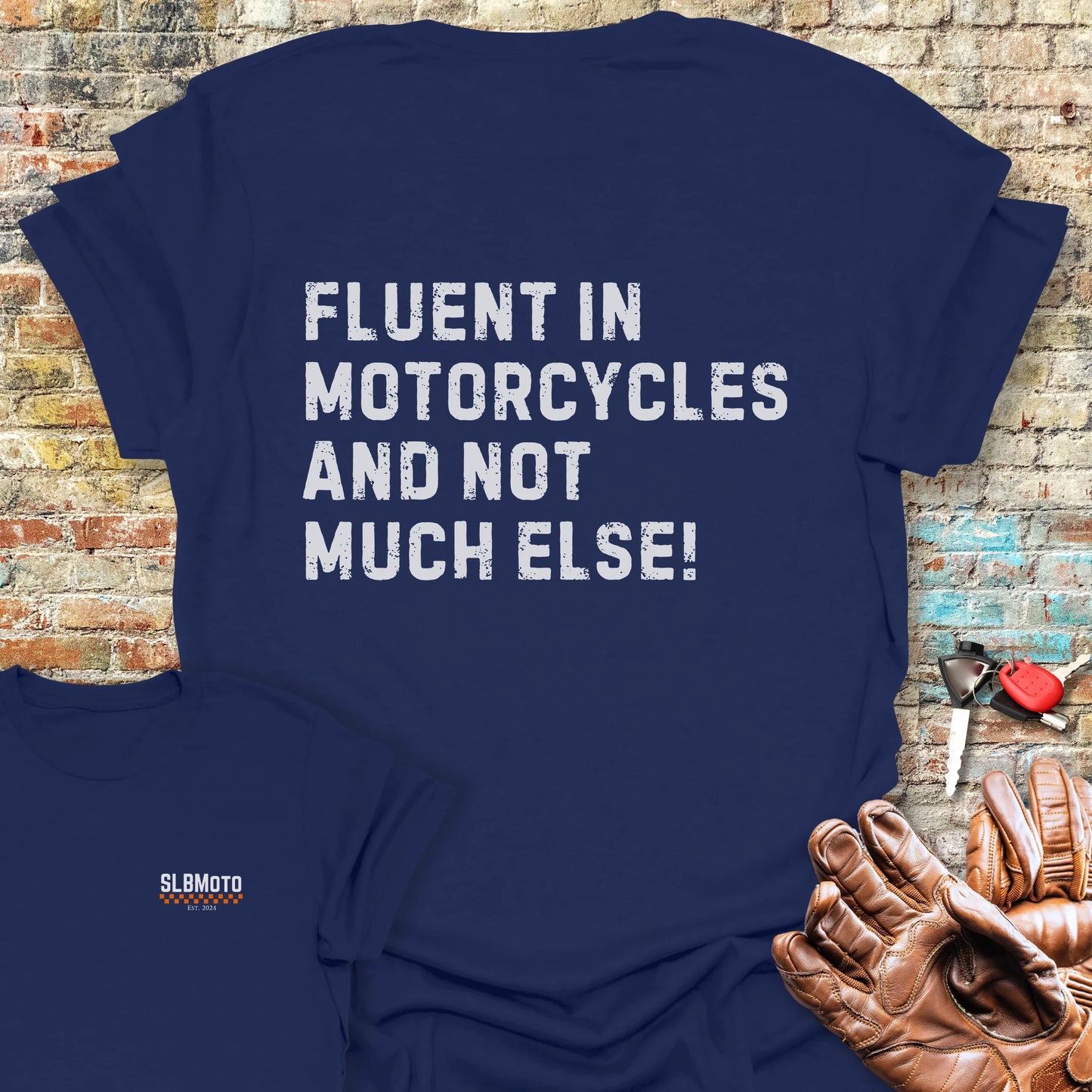 Fluent (Text) Back Print T-Shirt - Navy