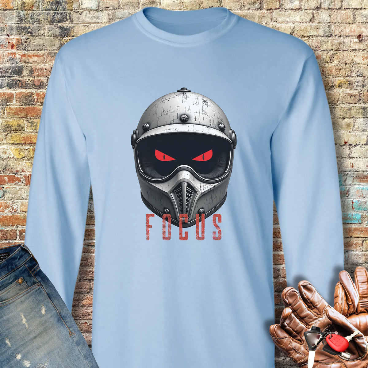 Focus Long Sleeve T-Shirt - Light Blue