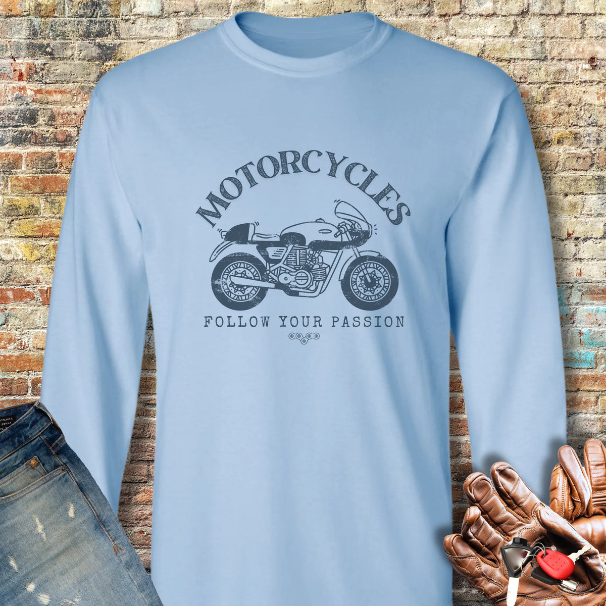 Follow Your Passion (Classic) Long Sleeve T-Shirt - Light Blue