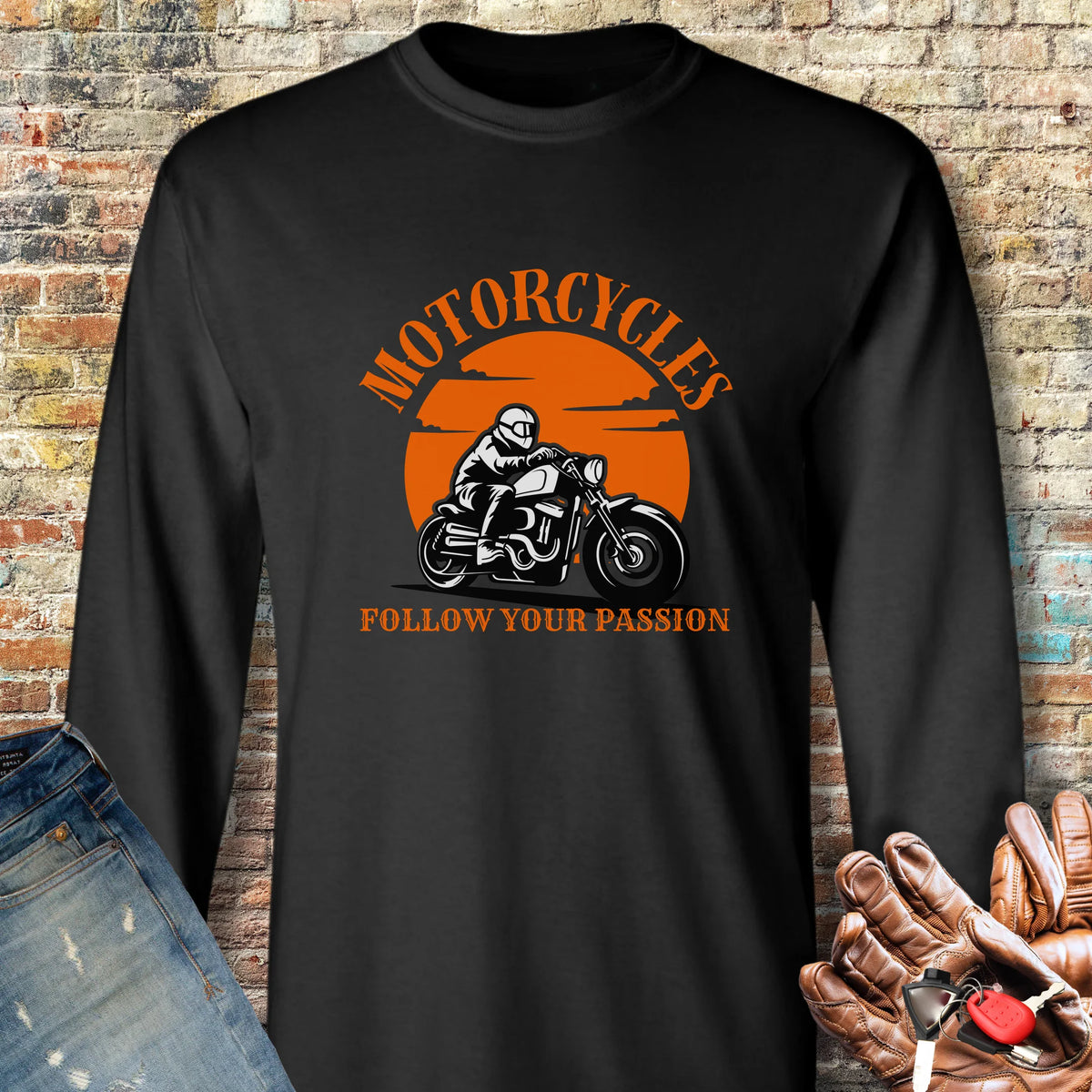 Follow Your Passion (Cruiser) Long Sleeve T-Shirt - Black