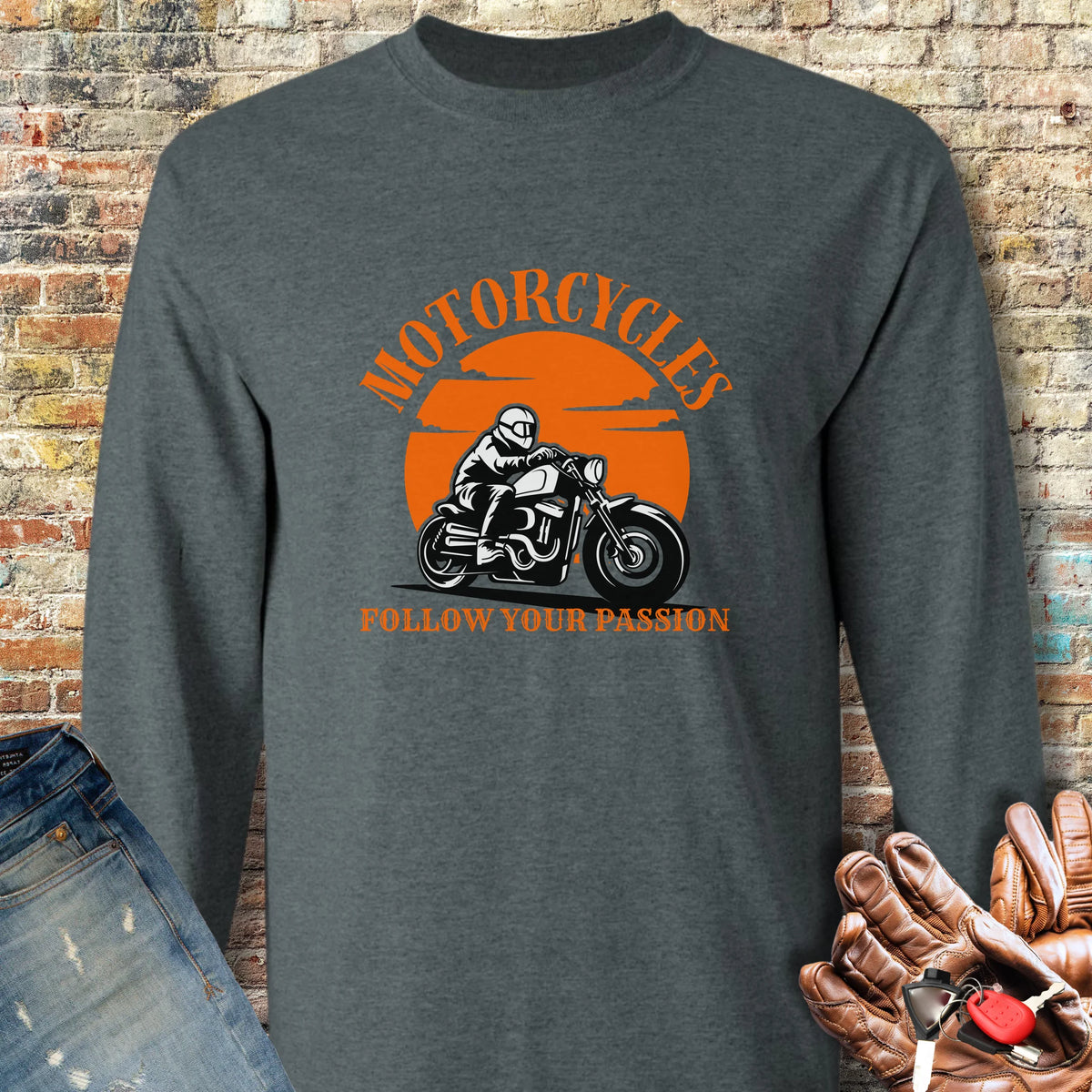 Follow Your Passion (Cruiser) Long Sleeve T-Shirt - Dark Heather