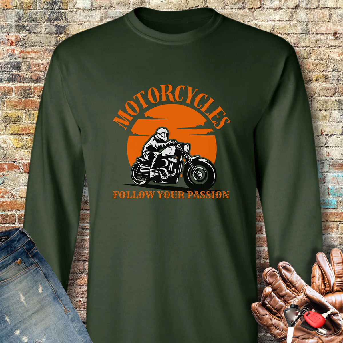 Follow Your Passion (Cruiser) Long Sleeve T-Shirt - Forest Green