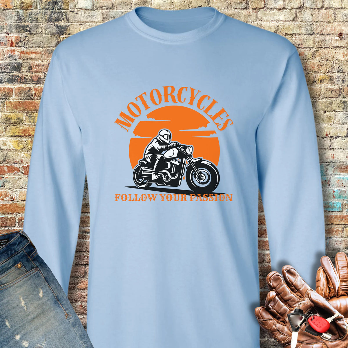 Follow Your Passion (Cruiser) Long Sleeve T-Shirt - Light Blue