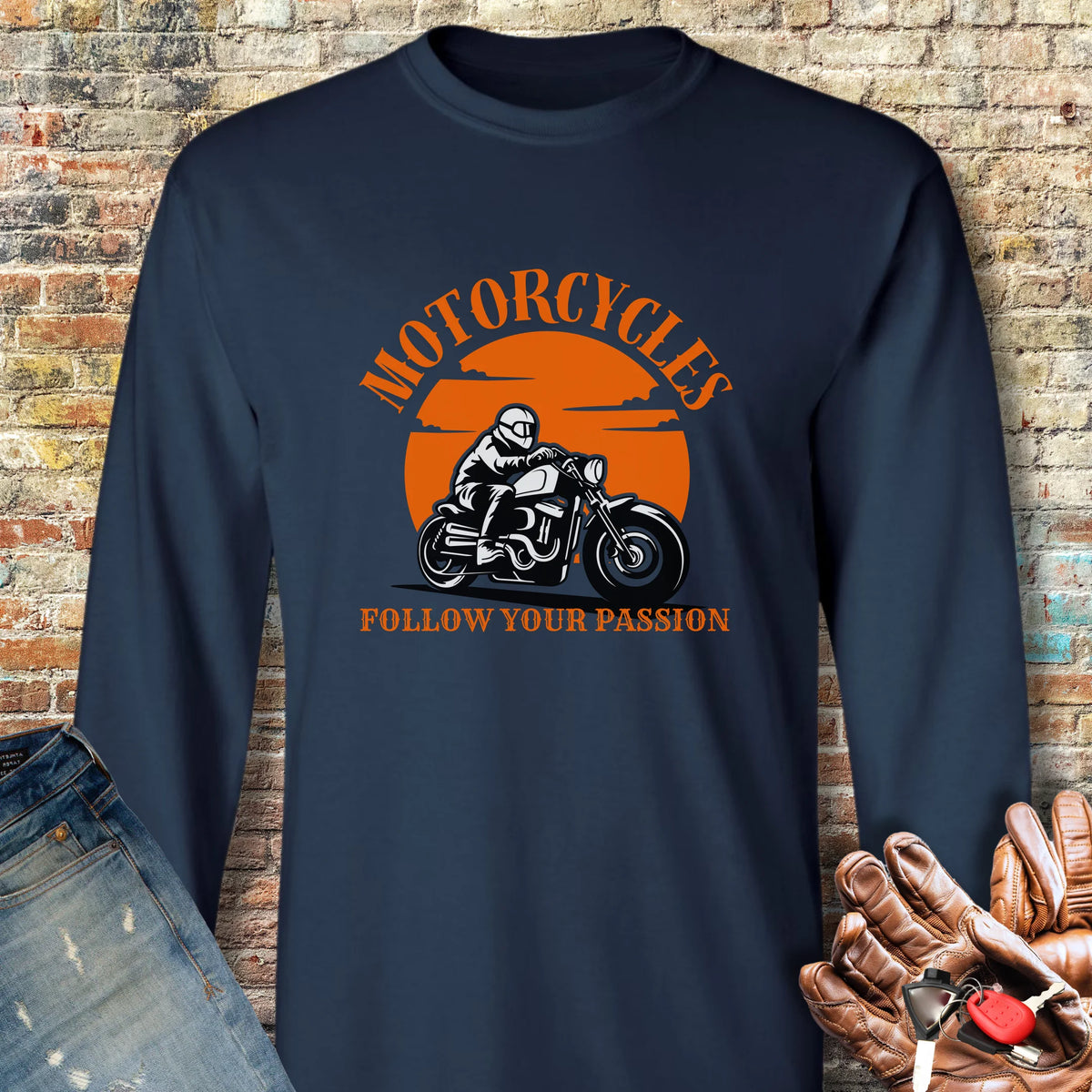 Follow Your Passion (Cruiser) Long Sleeve T-Shirt - Navy