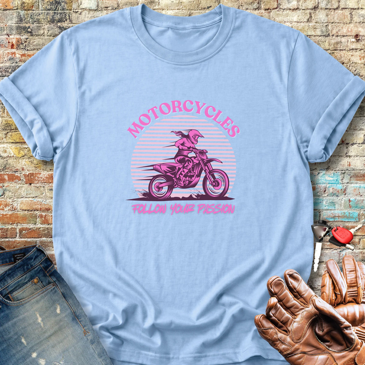 Follow Your Passion (MotoX) Classic T-Shirt - Light Blue