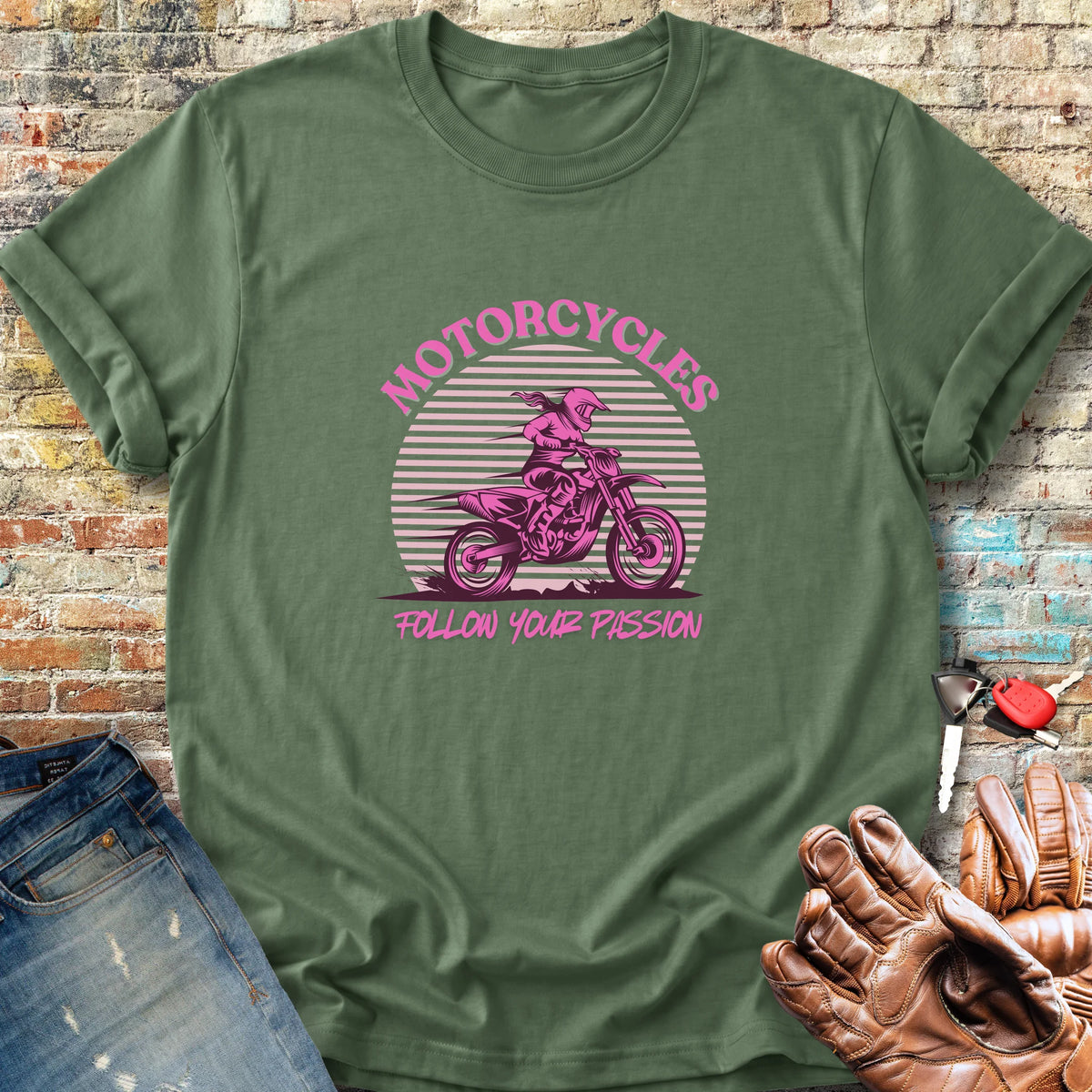 Follow Your Passion (MotoX) Classic T-Shirt - Military Green