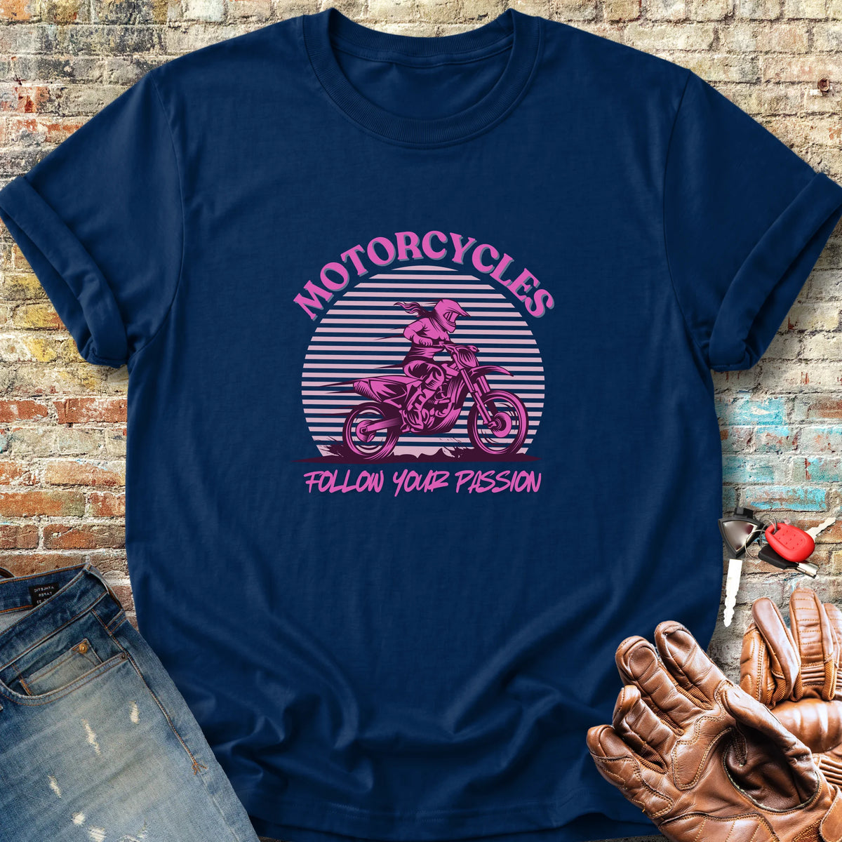 Follow Your Passion (MotoX) Classic T-Shirt - Navy