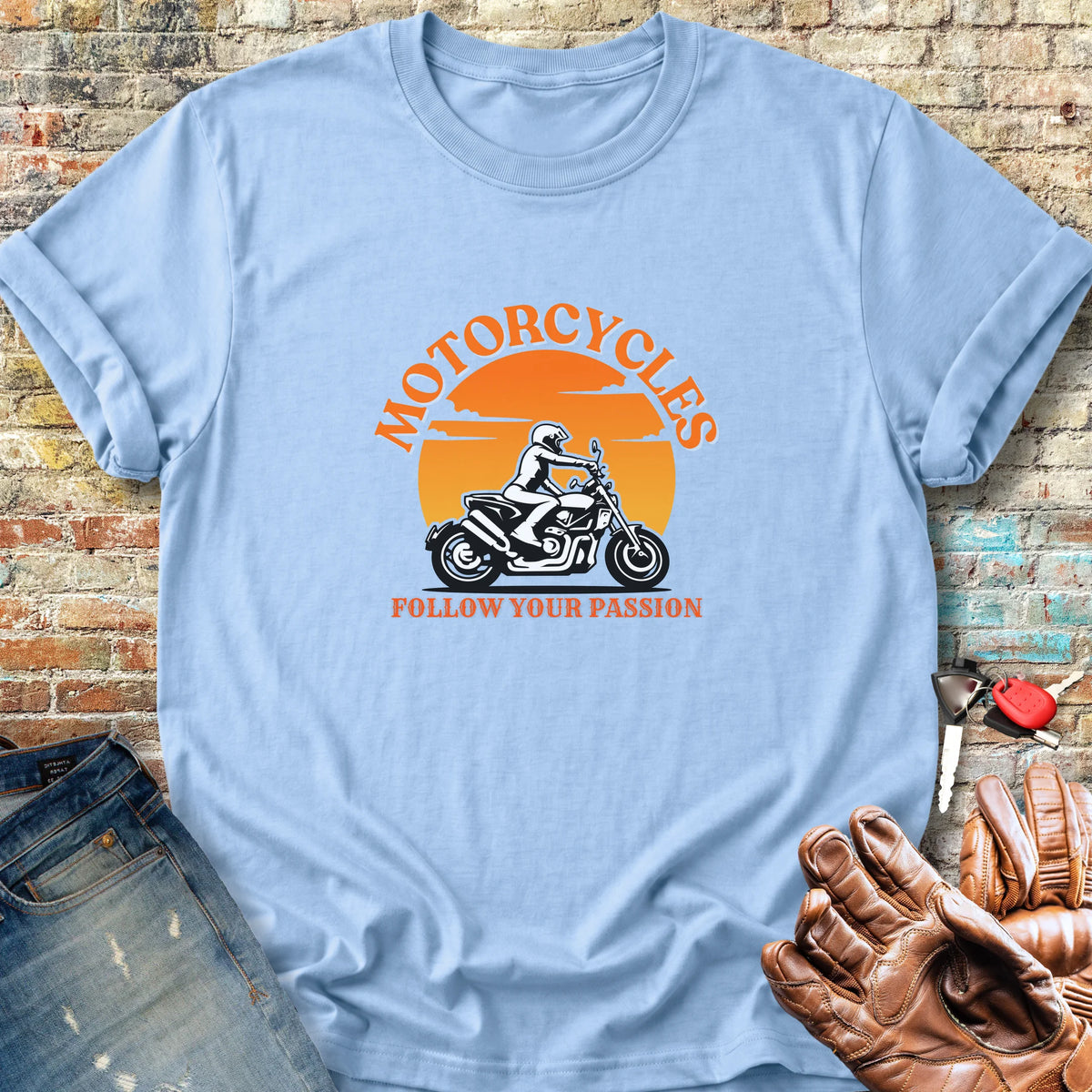 Follow Your Passion (Road) Classic T-Shirt - Light Blue