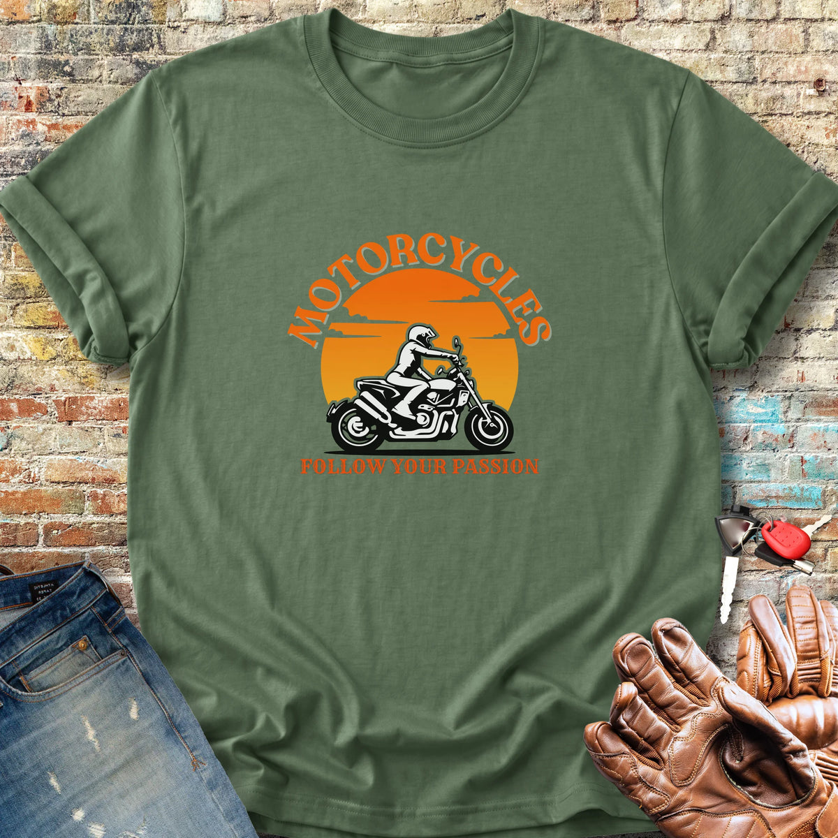Follow Your Passion (Road) Classic T-Shirt - Military Green
