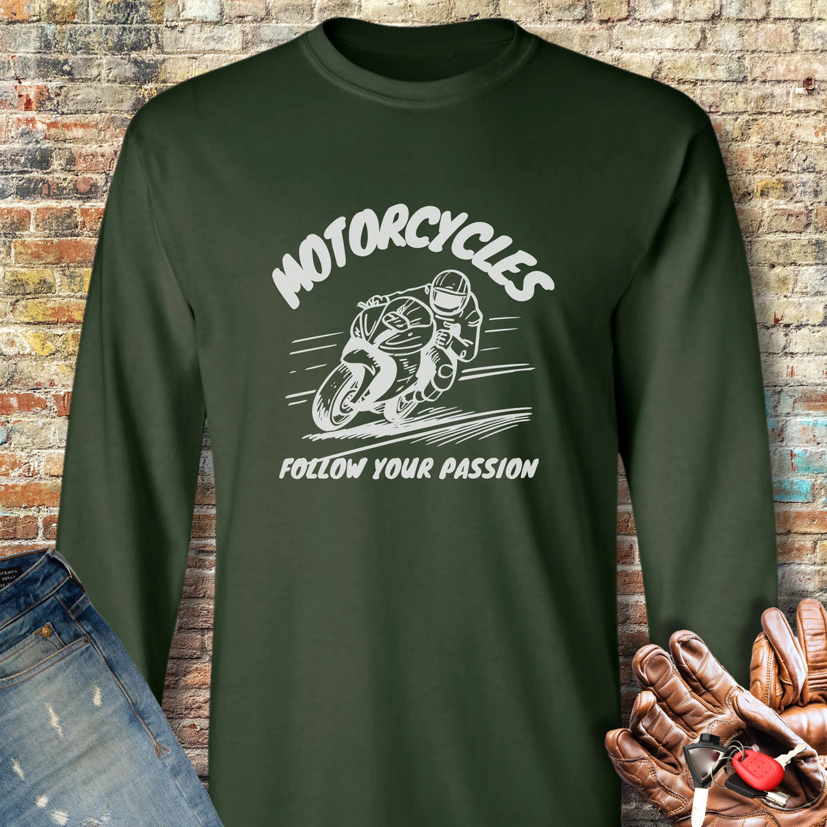 Follow Your Passion (Sport) Long Sleeve T-Shirt - Forest Green