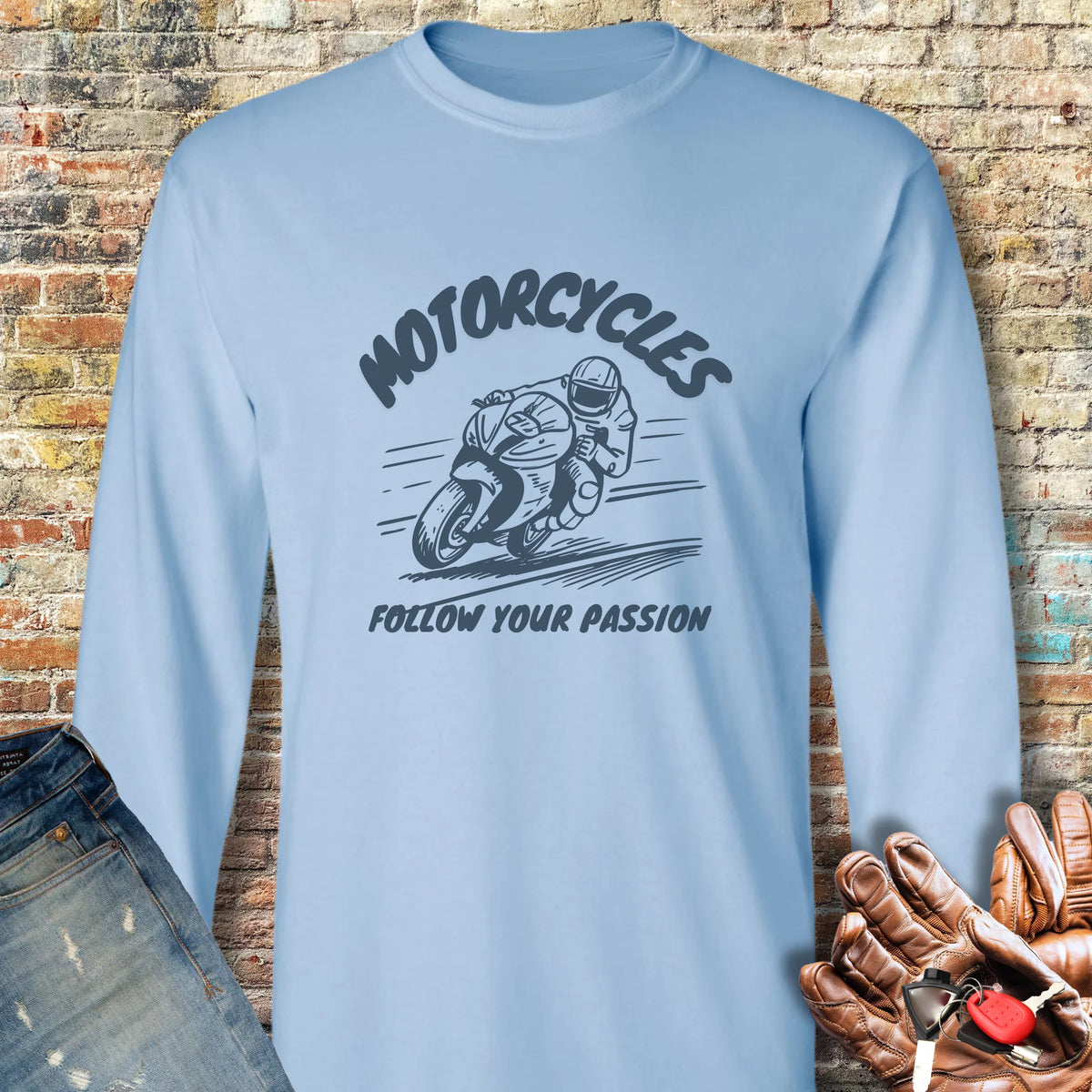 Follow Your Passion (Sport) Long Sleeve T-Shirt - Light Blue