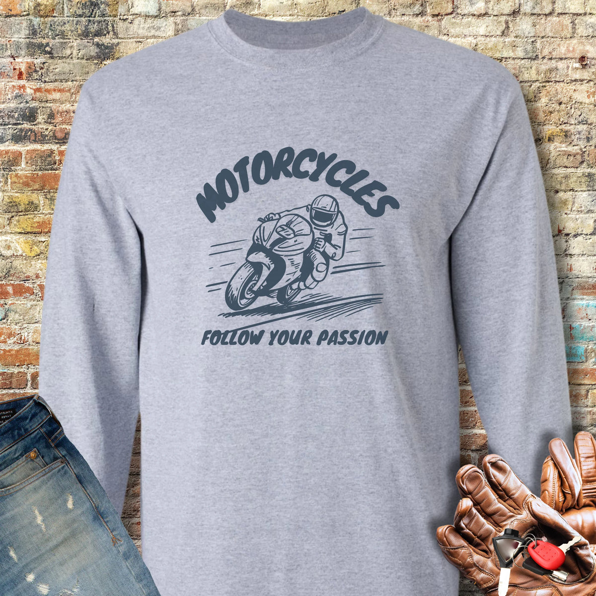 Follow Your Passion (Sport) Long Sleeve T-Shirt - Sport Grey