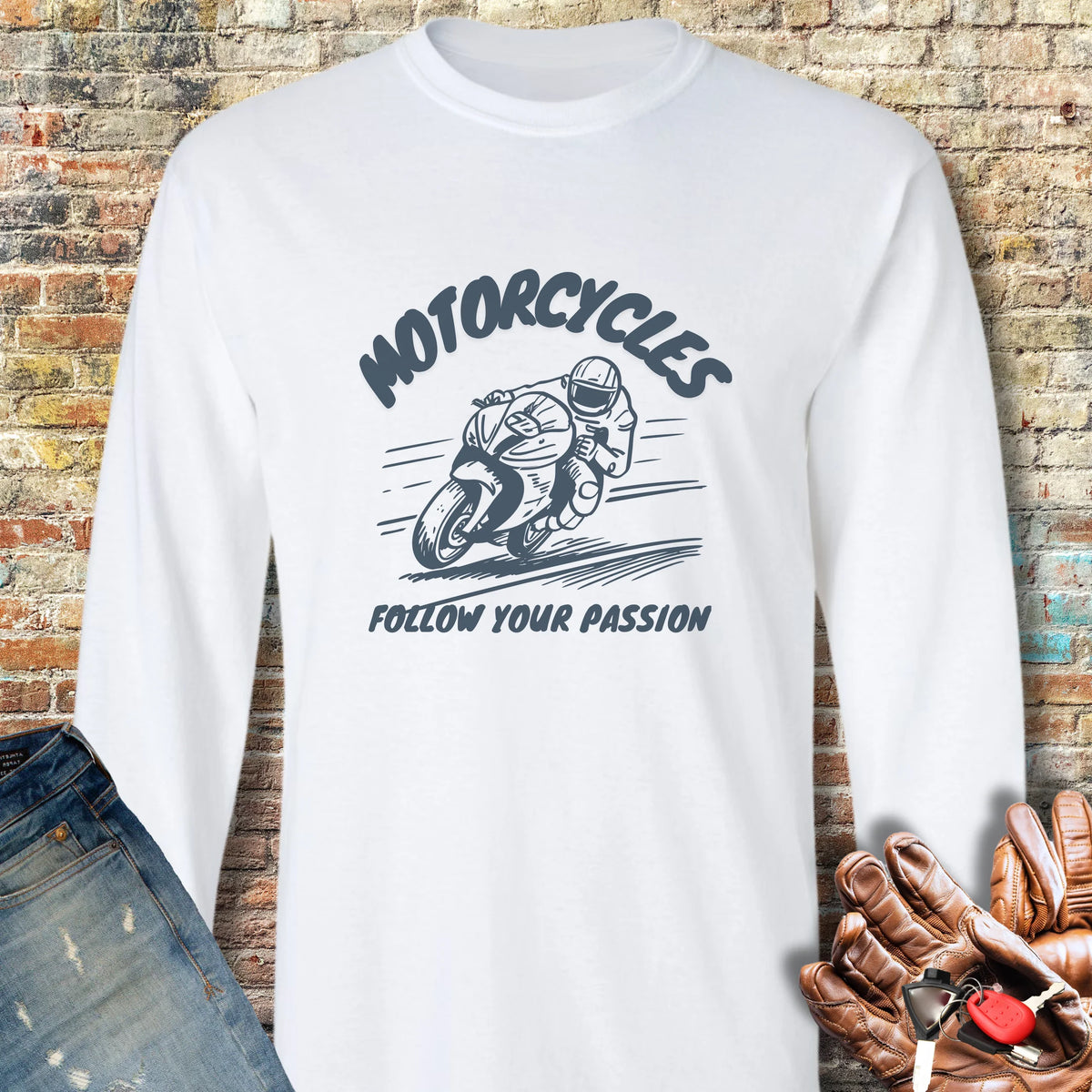 Follow Your Passion (Sport) Long Sleeve T-Shirt - White