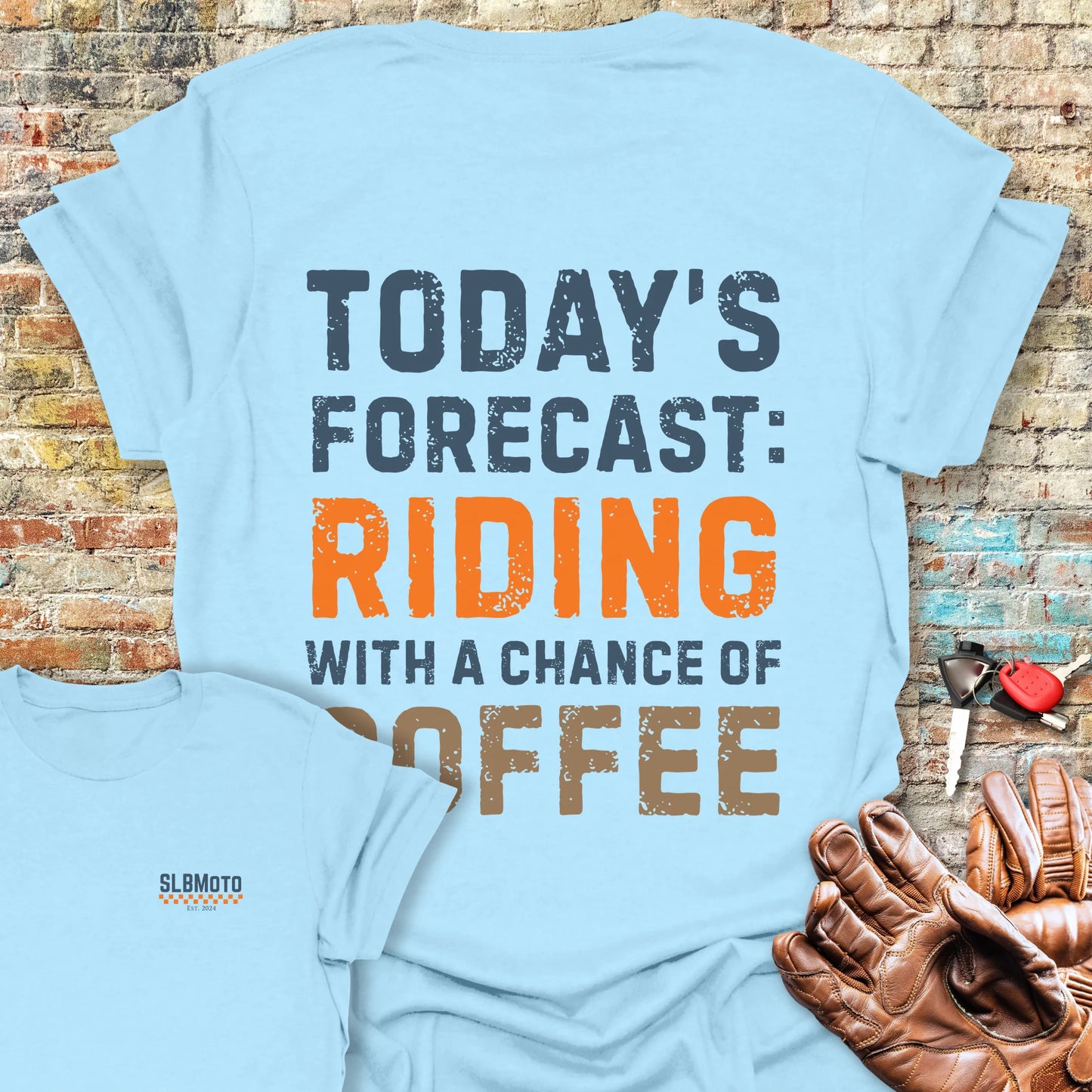 Forecast Back Print T-Shirt - Light Blue