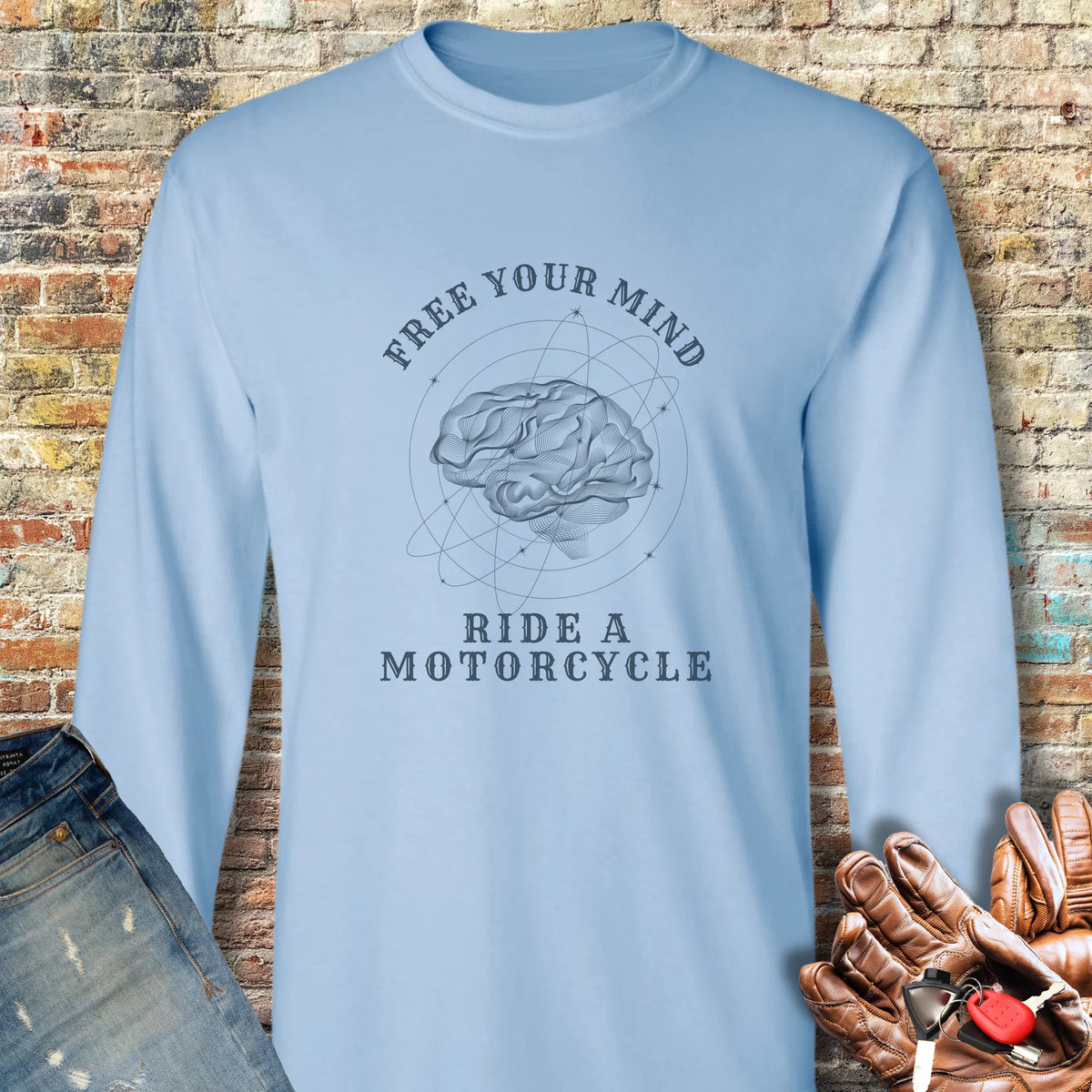 Free Your Mind Long Sleeve T-Shirt - Light Blue