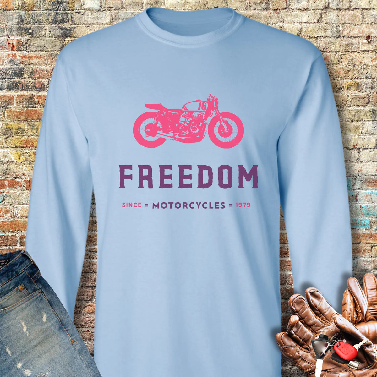 Freedom Long Sleeve T-Shirt - Light Blue