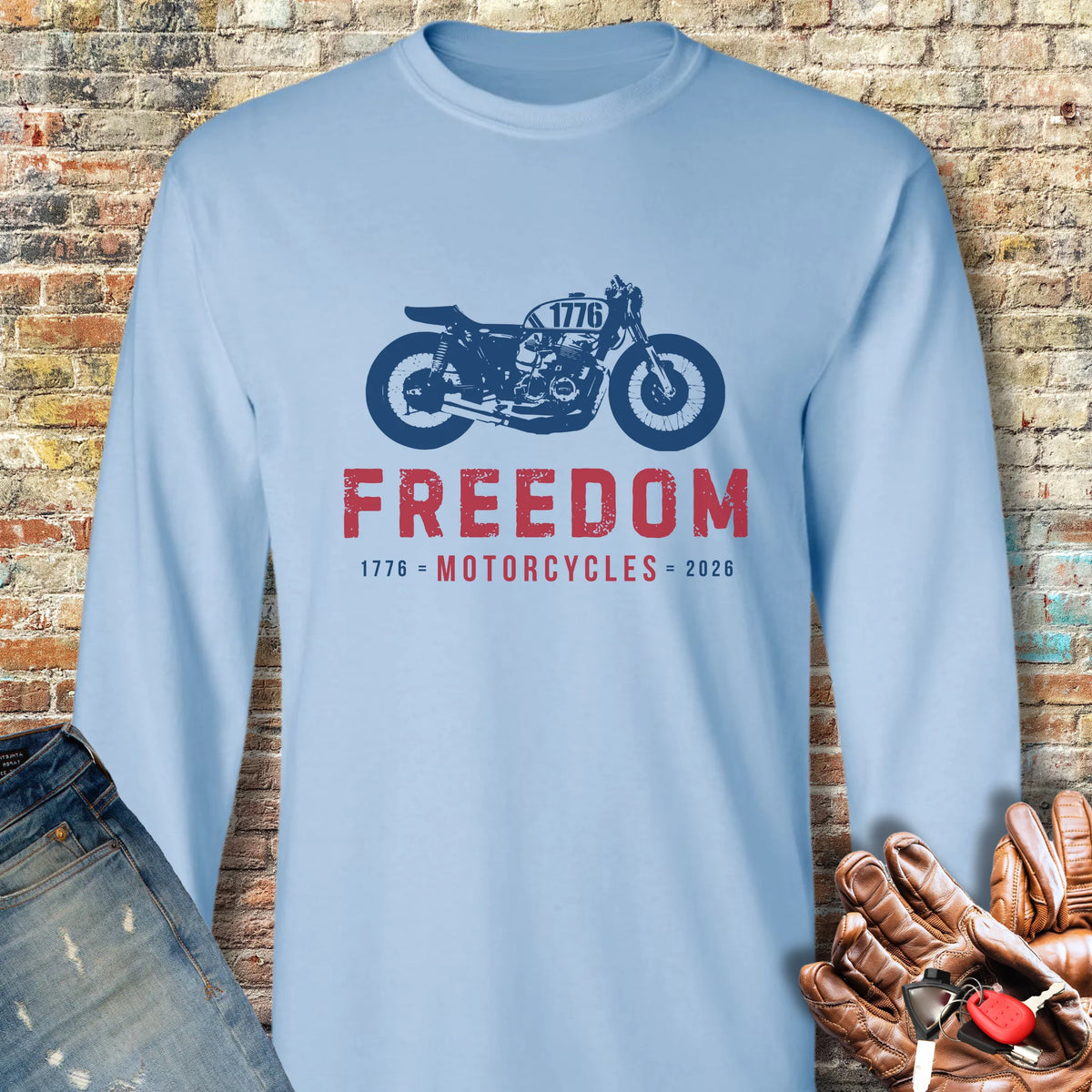 Freedom 250th Long Sleeve T-Shirt - Light Blue