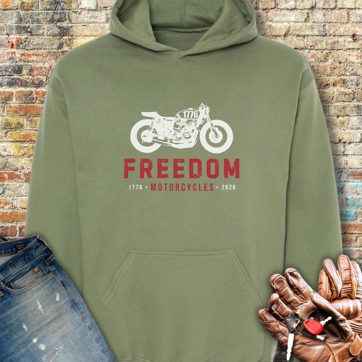 Freedom 250th Hoodie - Military Green