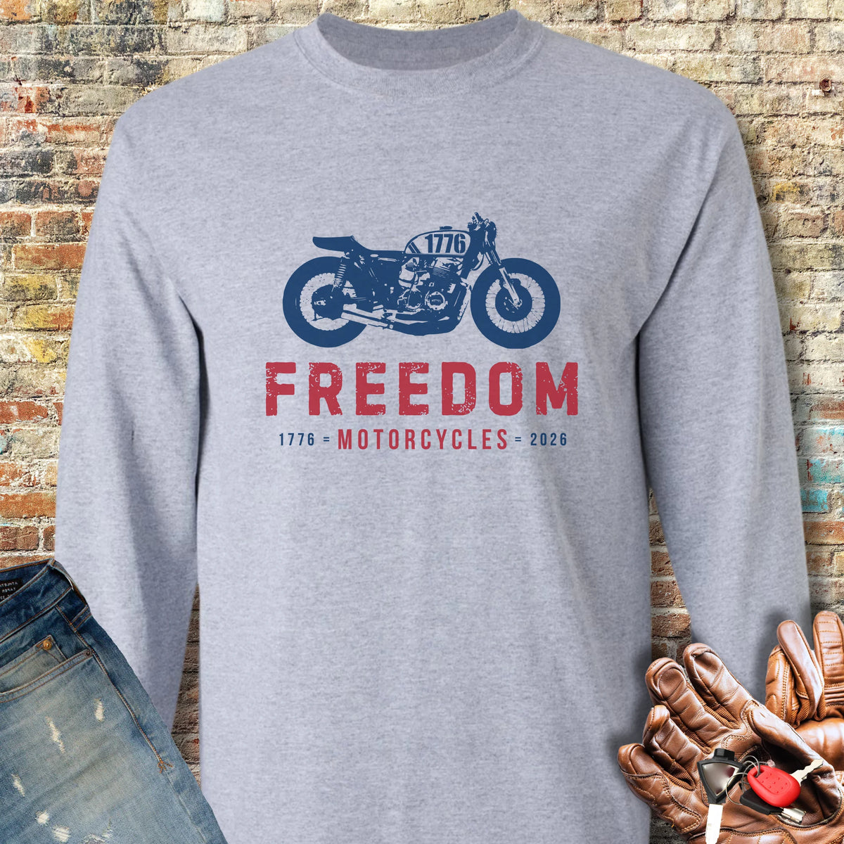 Freedom 250th Long Sleeve T-Shirt - Sport Grey