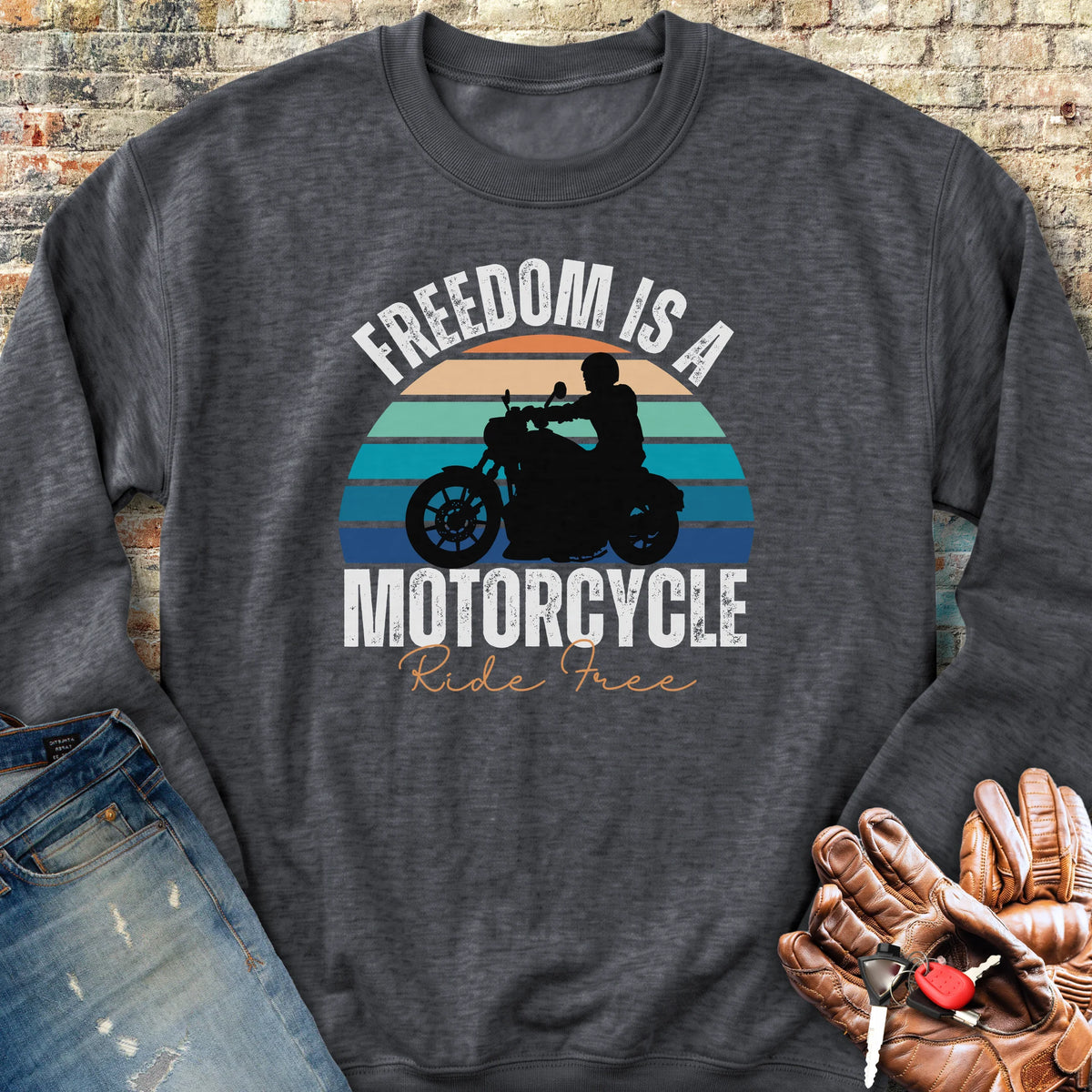 Freedom Is A Motorcycle (Ride Free) Sweatshirt - Dark Heather