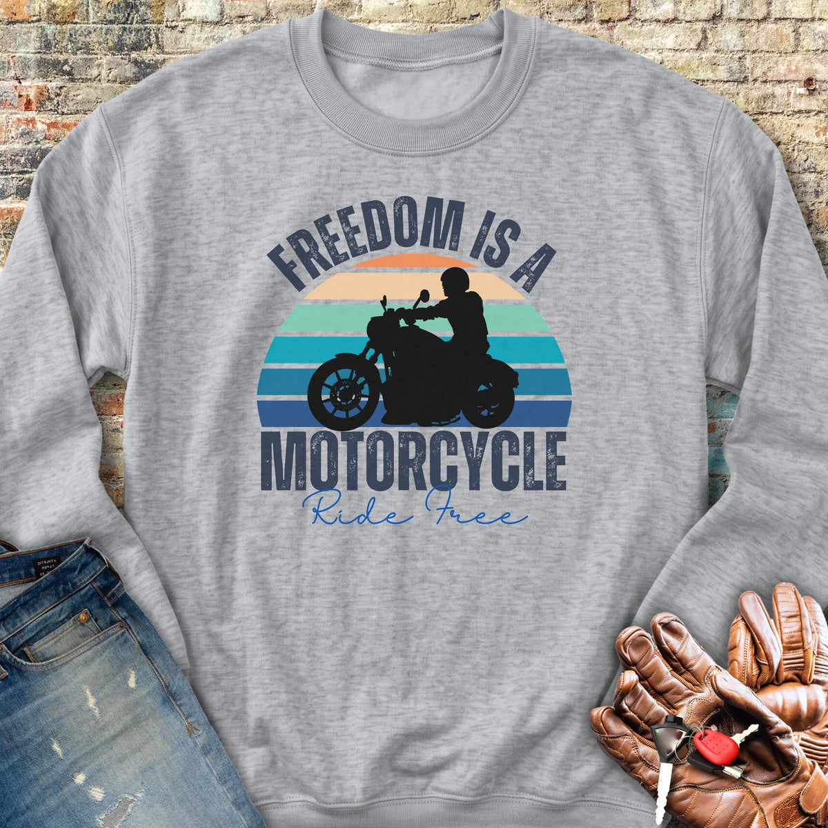 Freedom Is A Motorcycle (Ride Free) Sweatshirt - Sport Grey