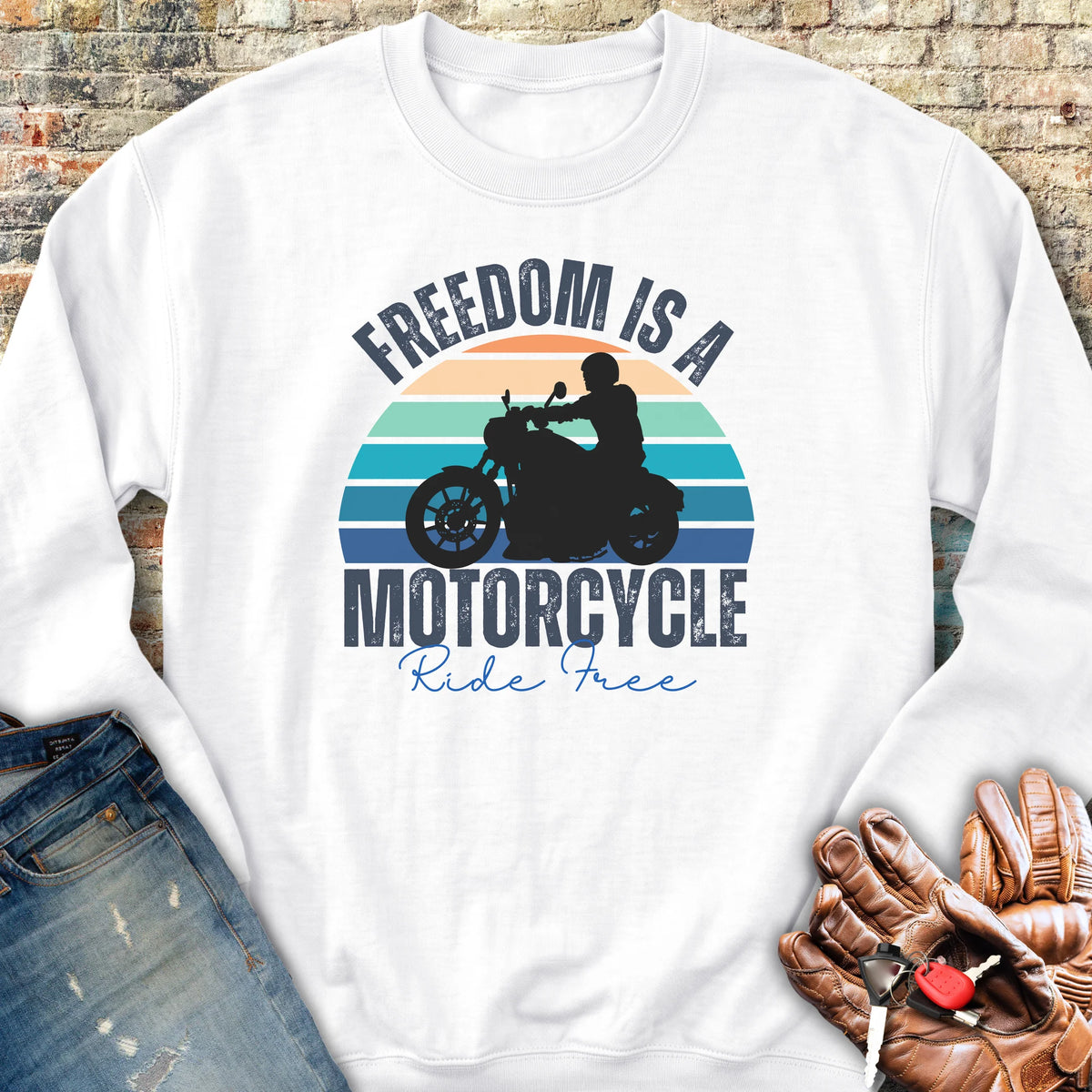 Freedom Is A Motorcycle (Ride Free) Sweatshirt - White