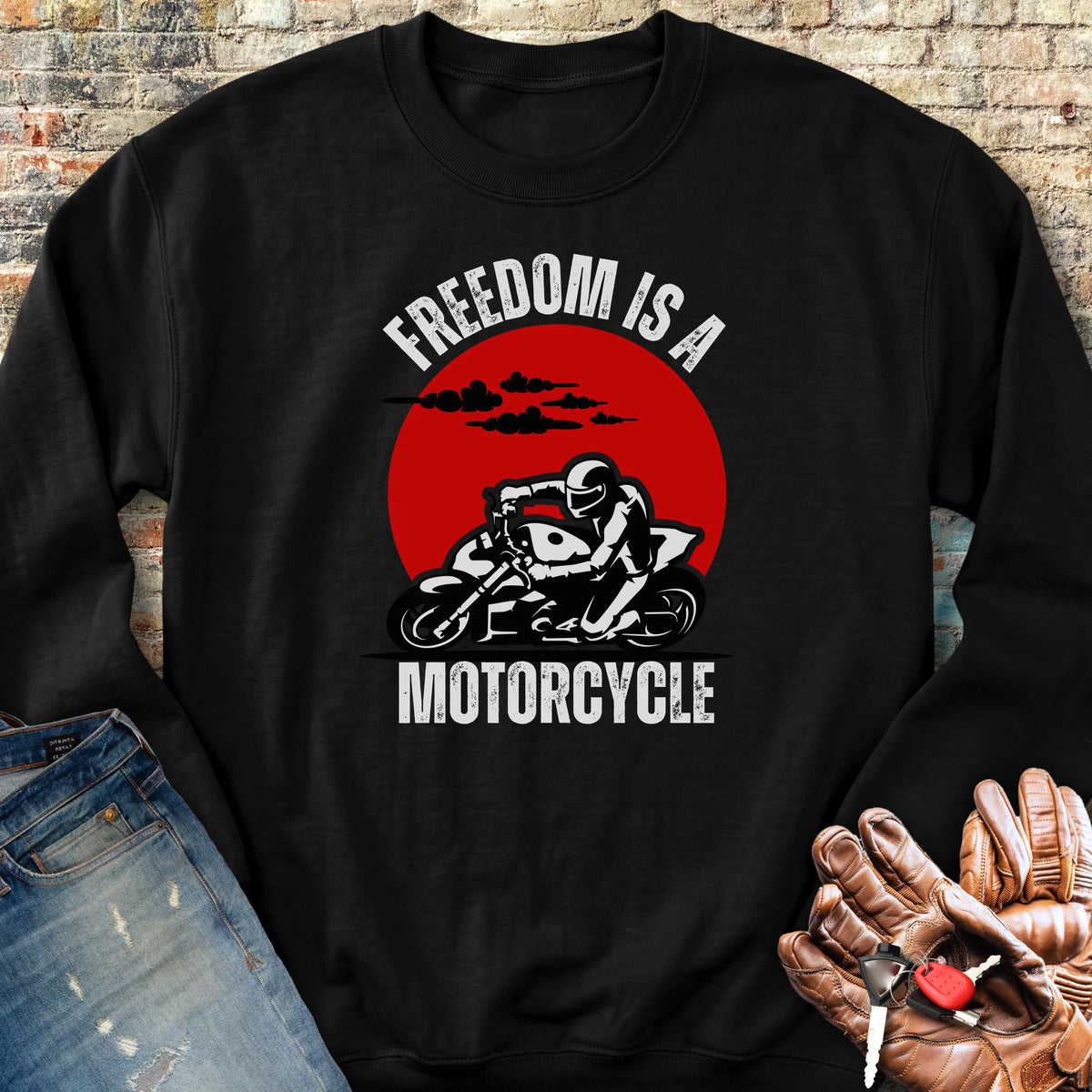Freedom Is A Motorcycle (Streetfighter) Sweatshirt - Black