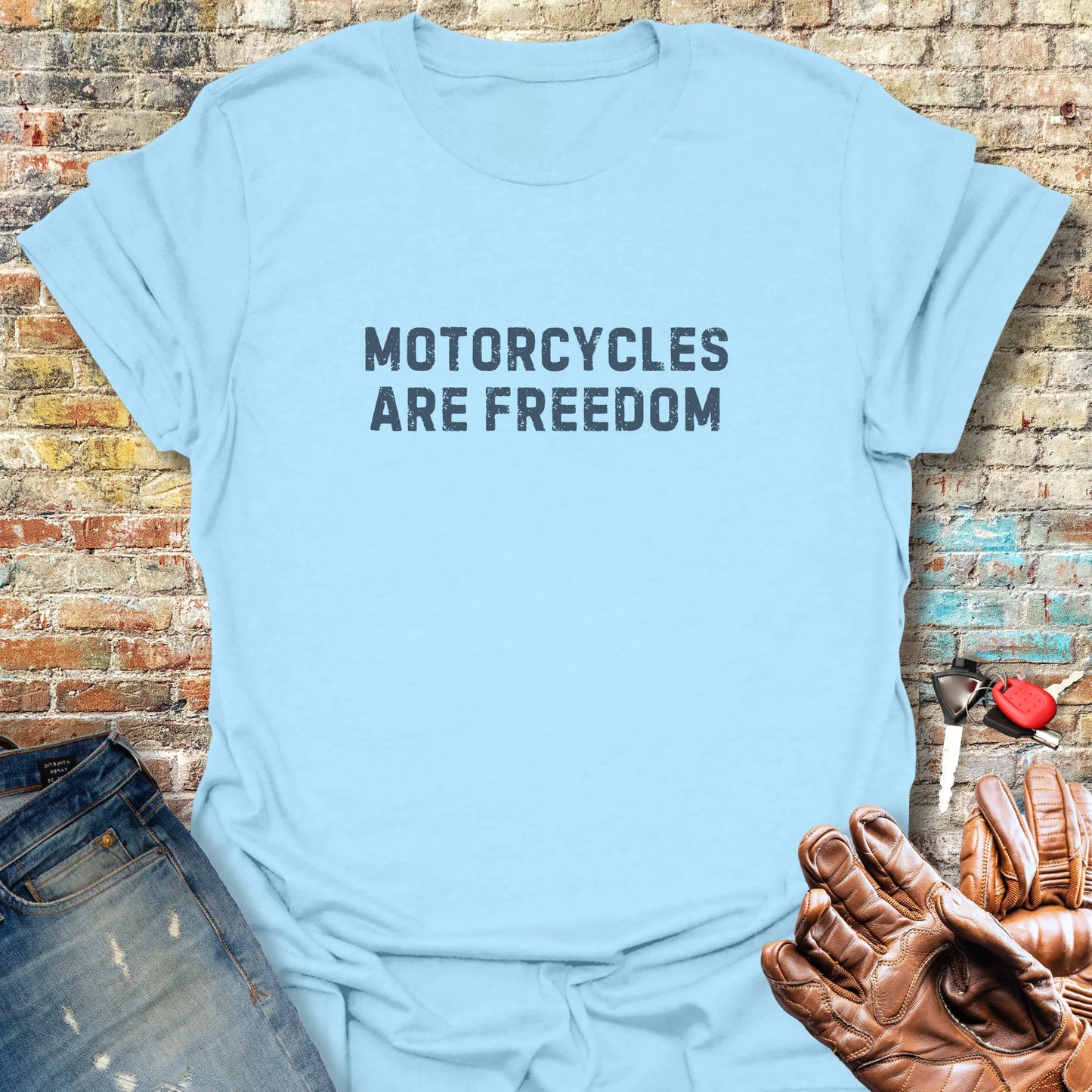 Freedom (Text) T-Shirt - Light Blue