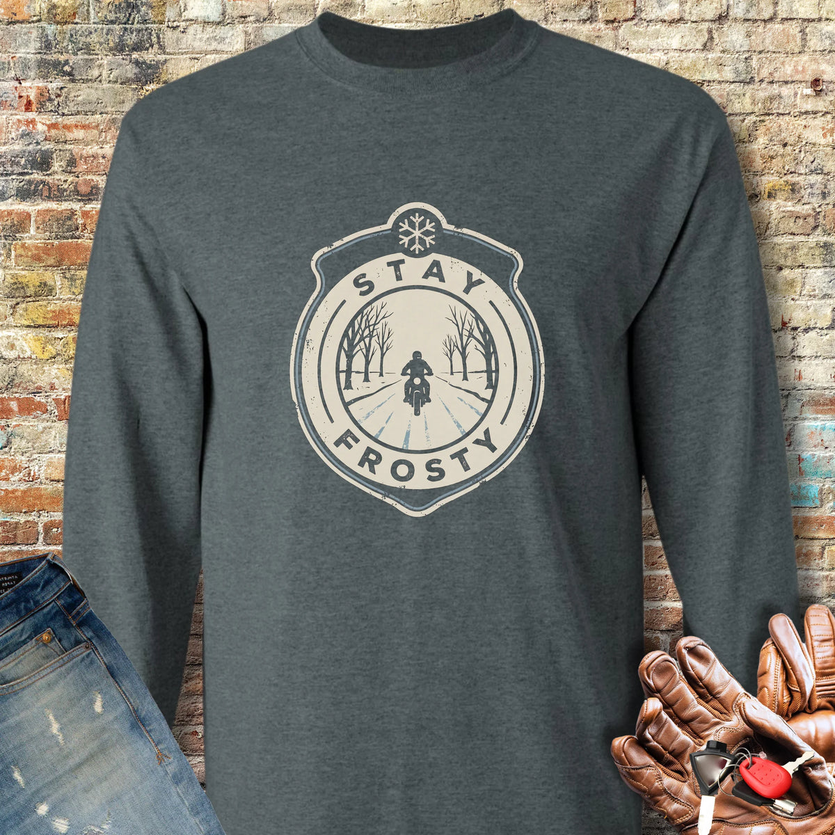 Frosty Patch Long Sleeve T-Shirt - Dark Heather