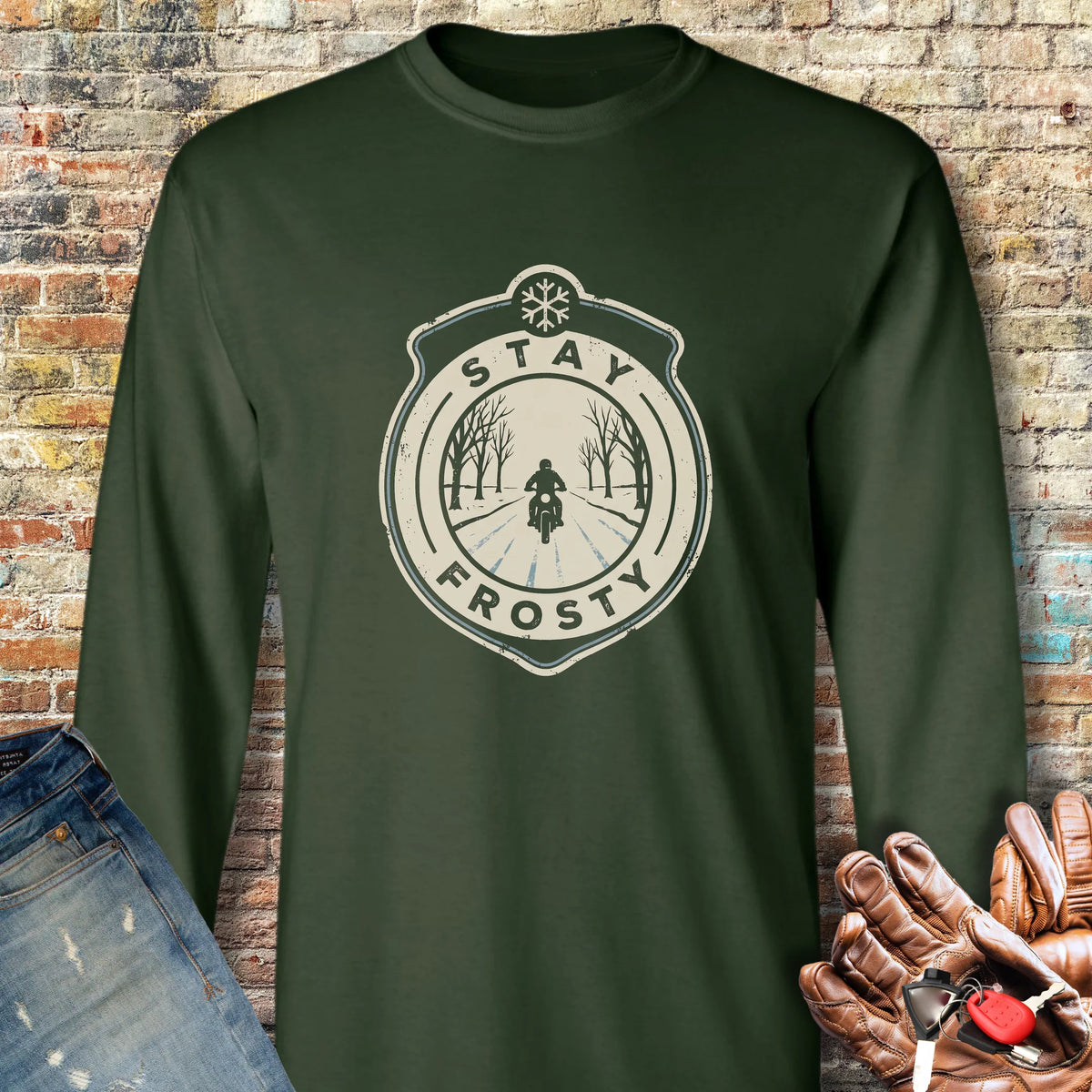 Frosty Patch Long Sleeve T-Shirt - Forest Green