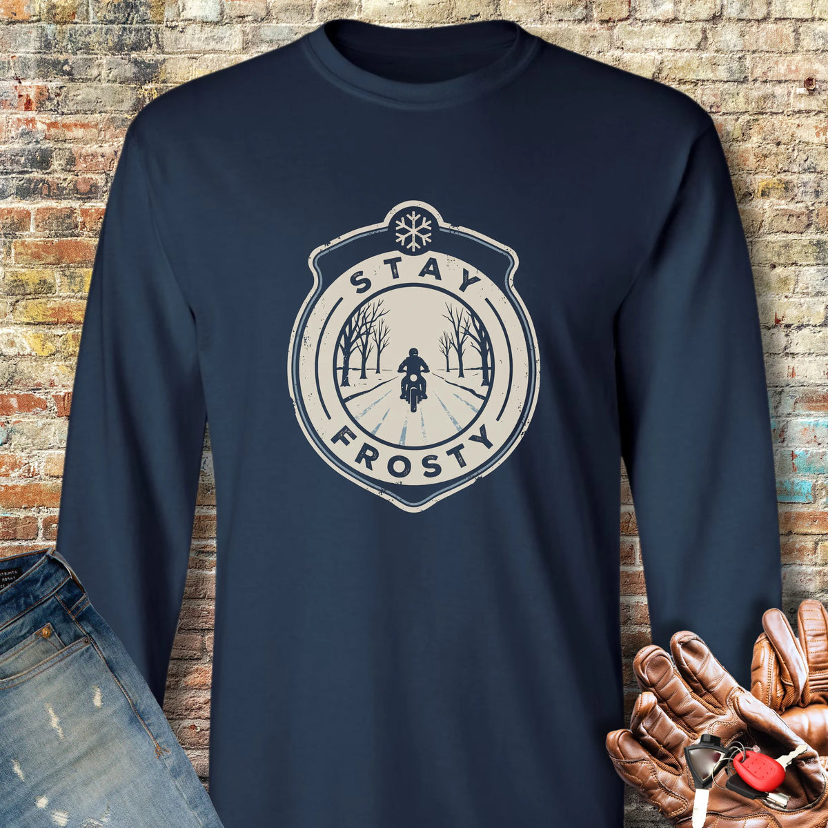 Frosty Patch Long Sleeve T-Shirt - Navy