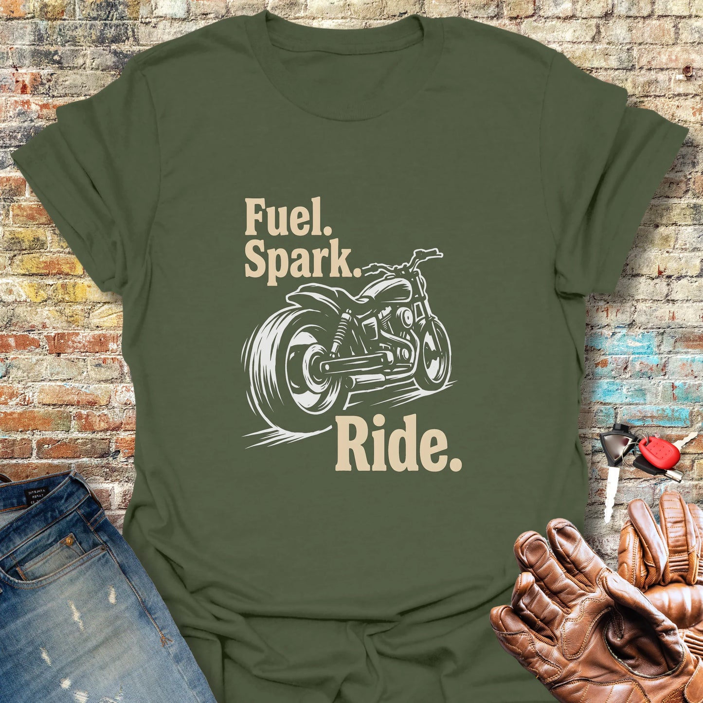 Fuel. Spark. Ride. T-Shirt - Military Green