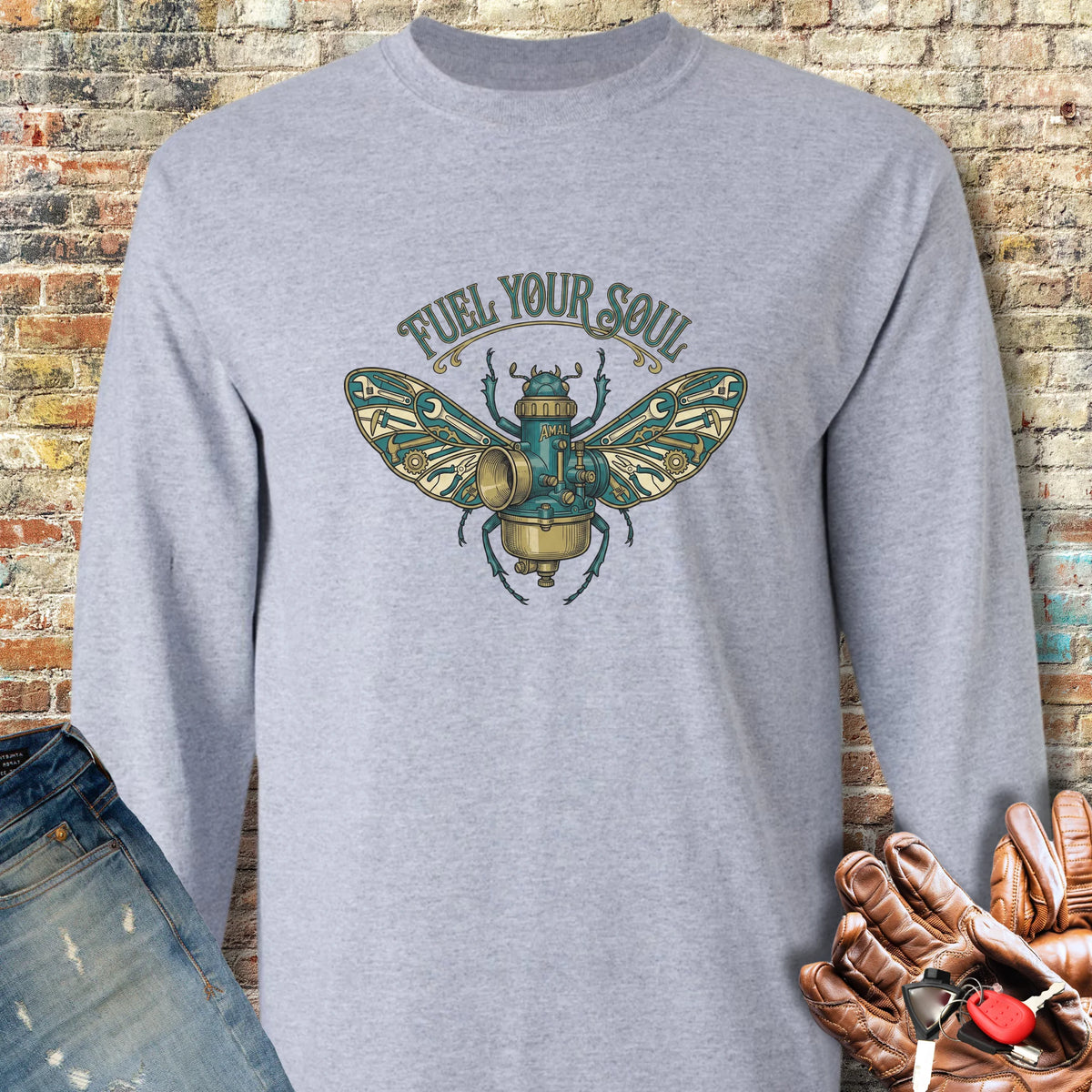 Fuel Your Soul Long Sleeve T-Shirt - Sport Grey