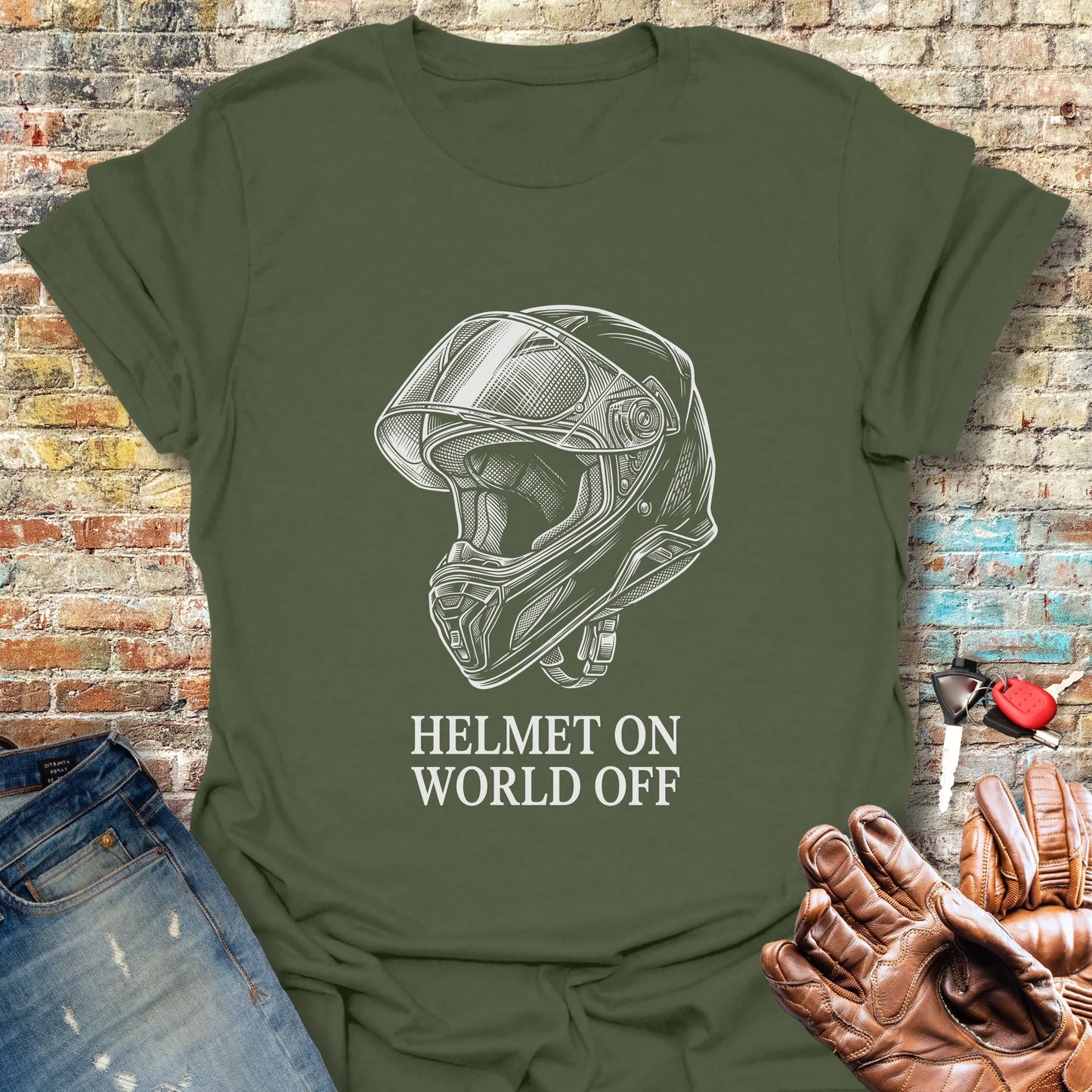Full Face On T-Shirt - Military Green