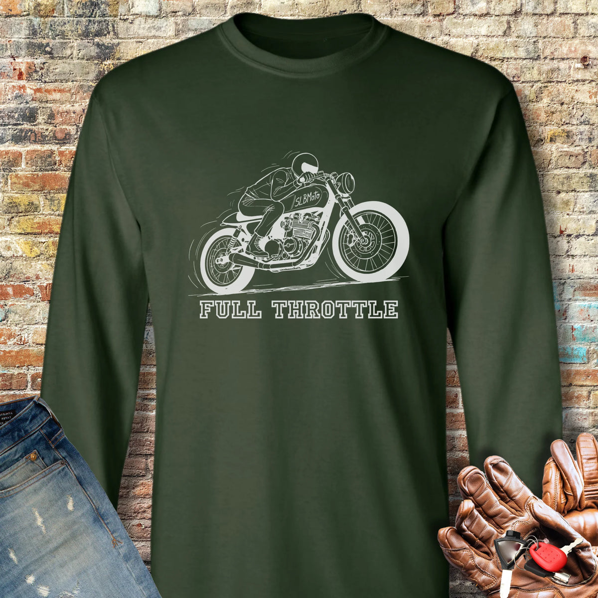 Full Throttle Long Sleeve T-Shirt - Forest Green