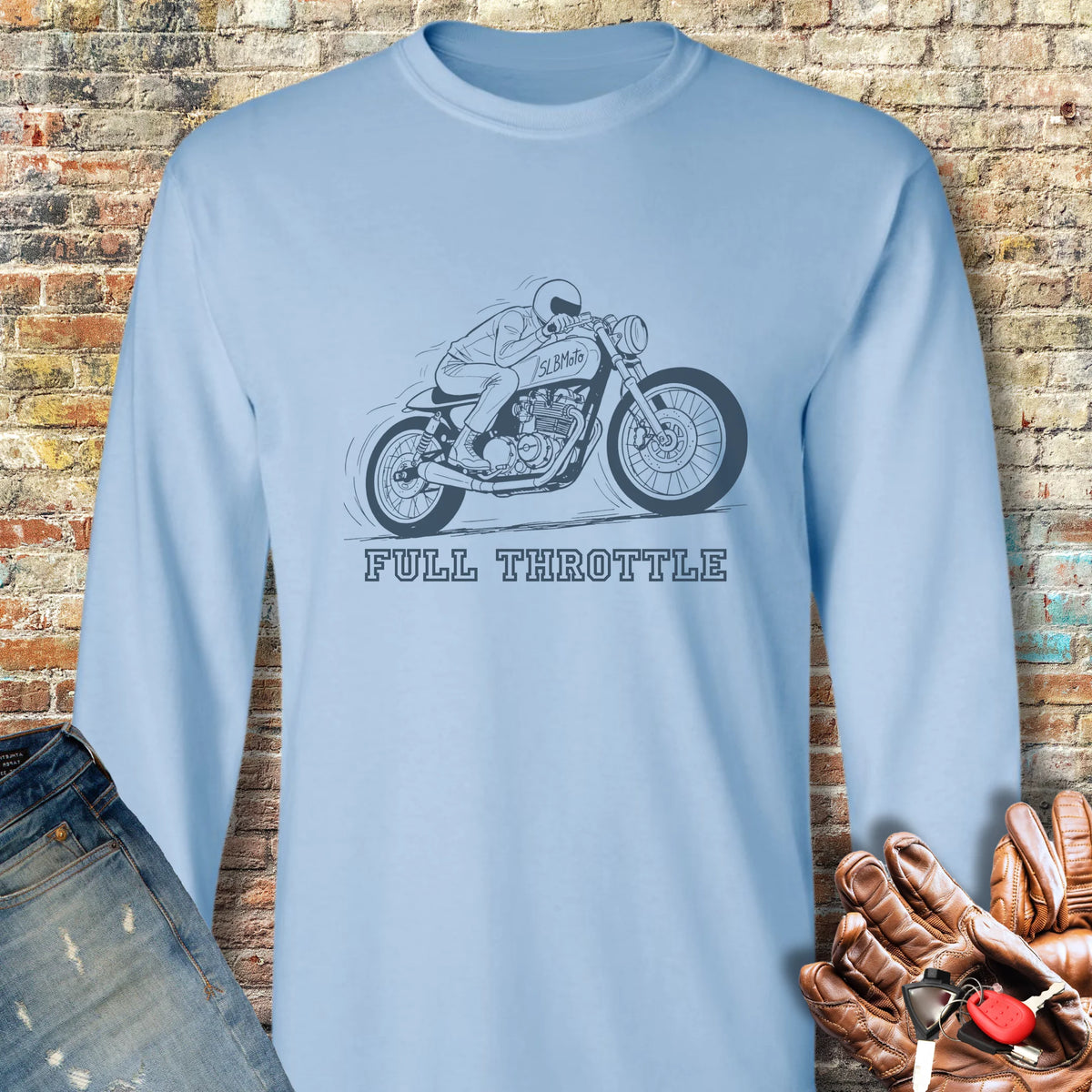 Full Throttle Long Sleeve T-Shirt - Light Blue